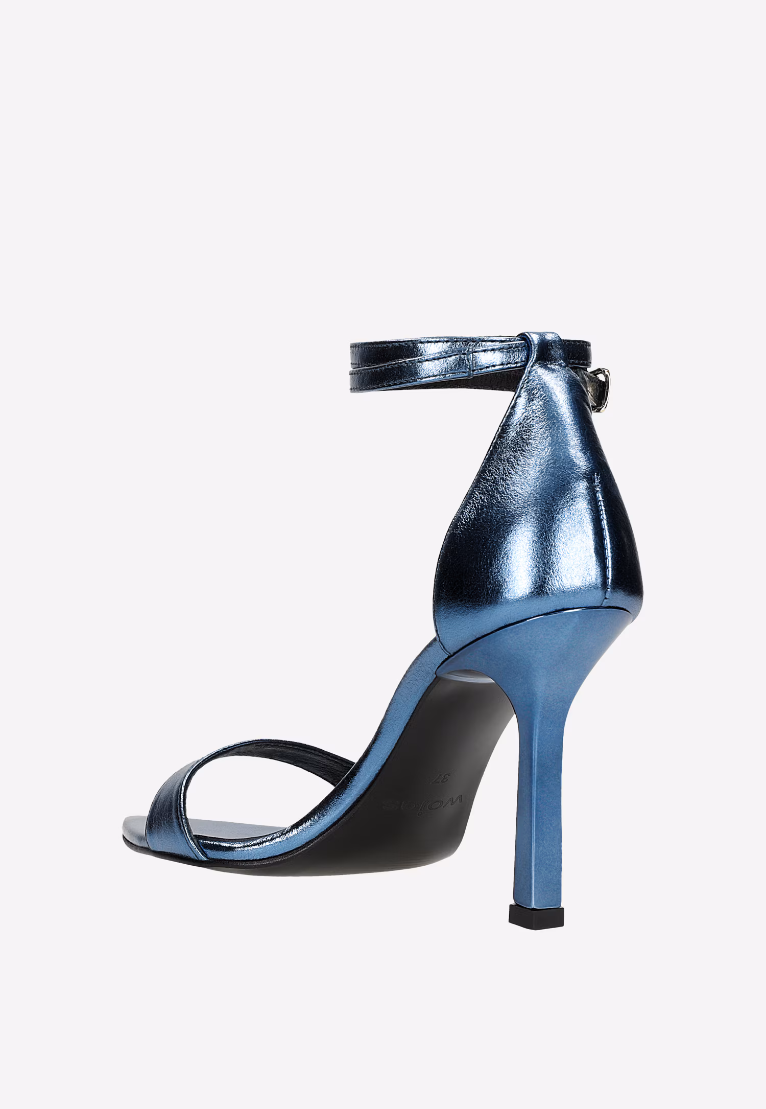 Niebieskie metaliczne sandały na szpilce