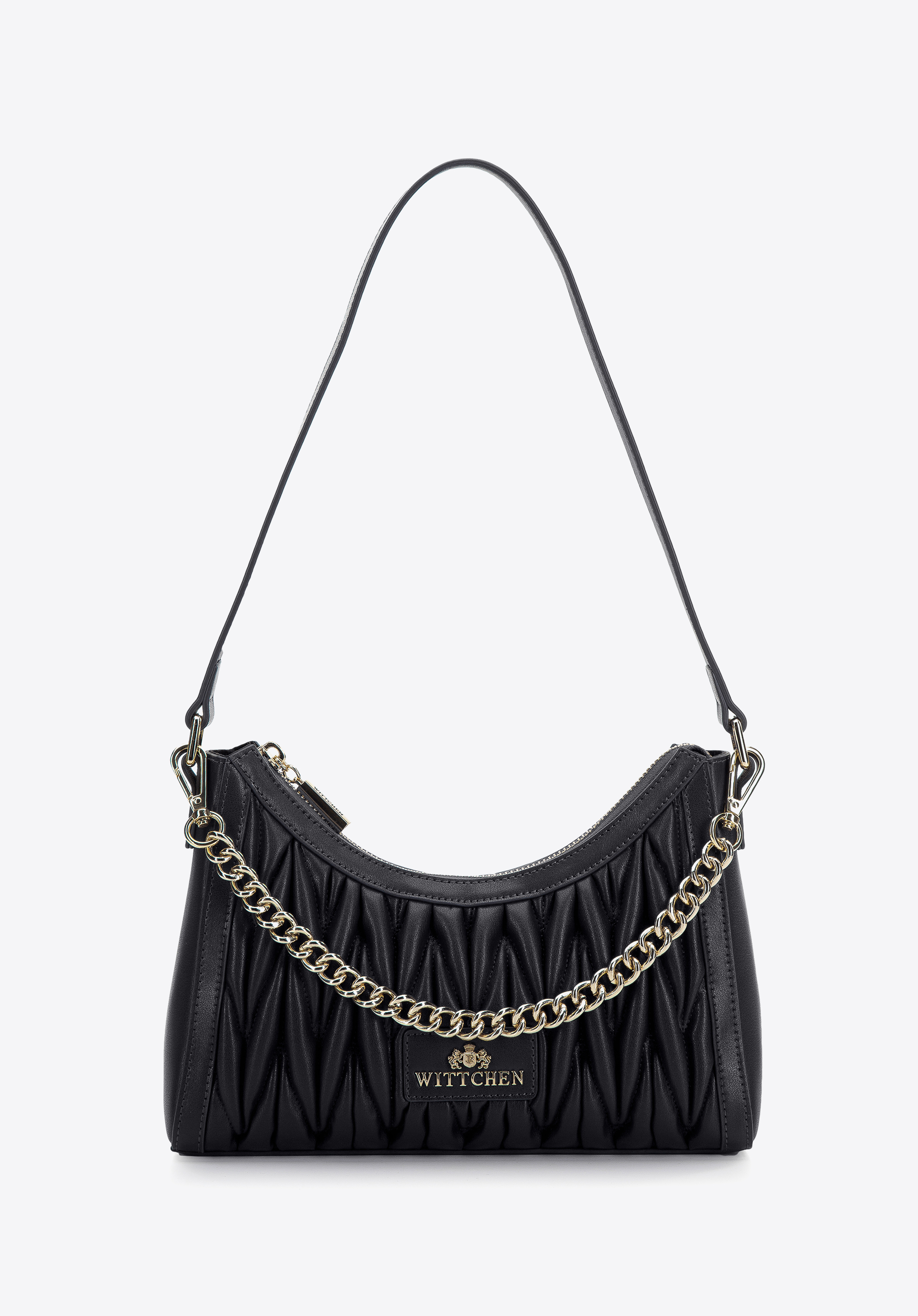 Damska torebka bagietka skórzana z marszczeniem