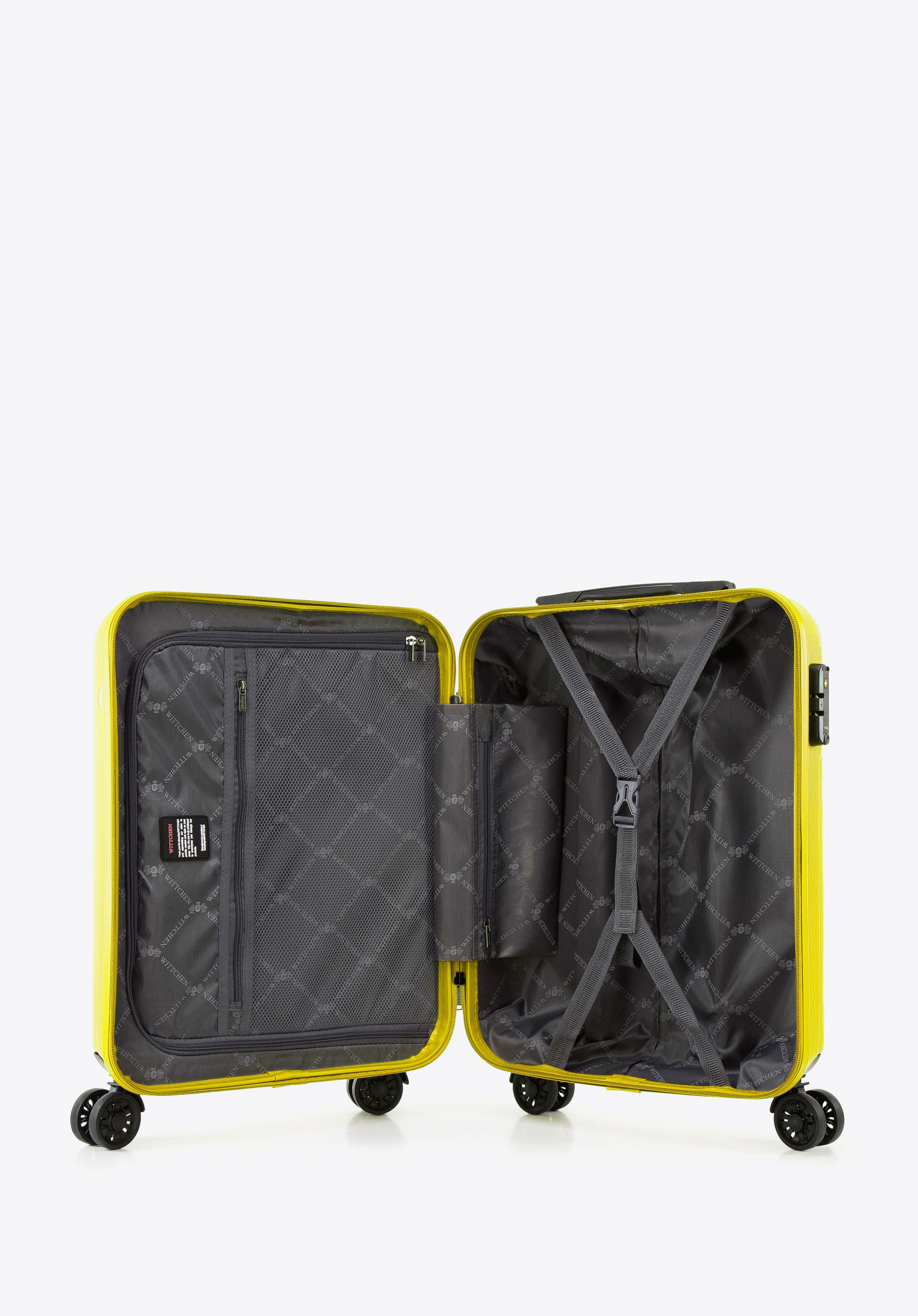 Walizka kabinowa z polikarbonu z pionowymi tłoczeniami