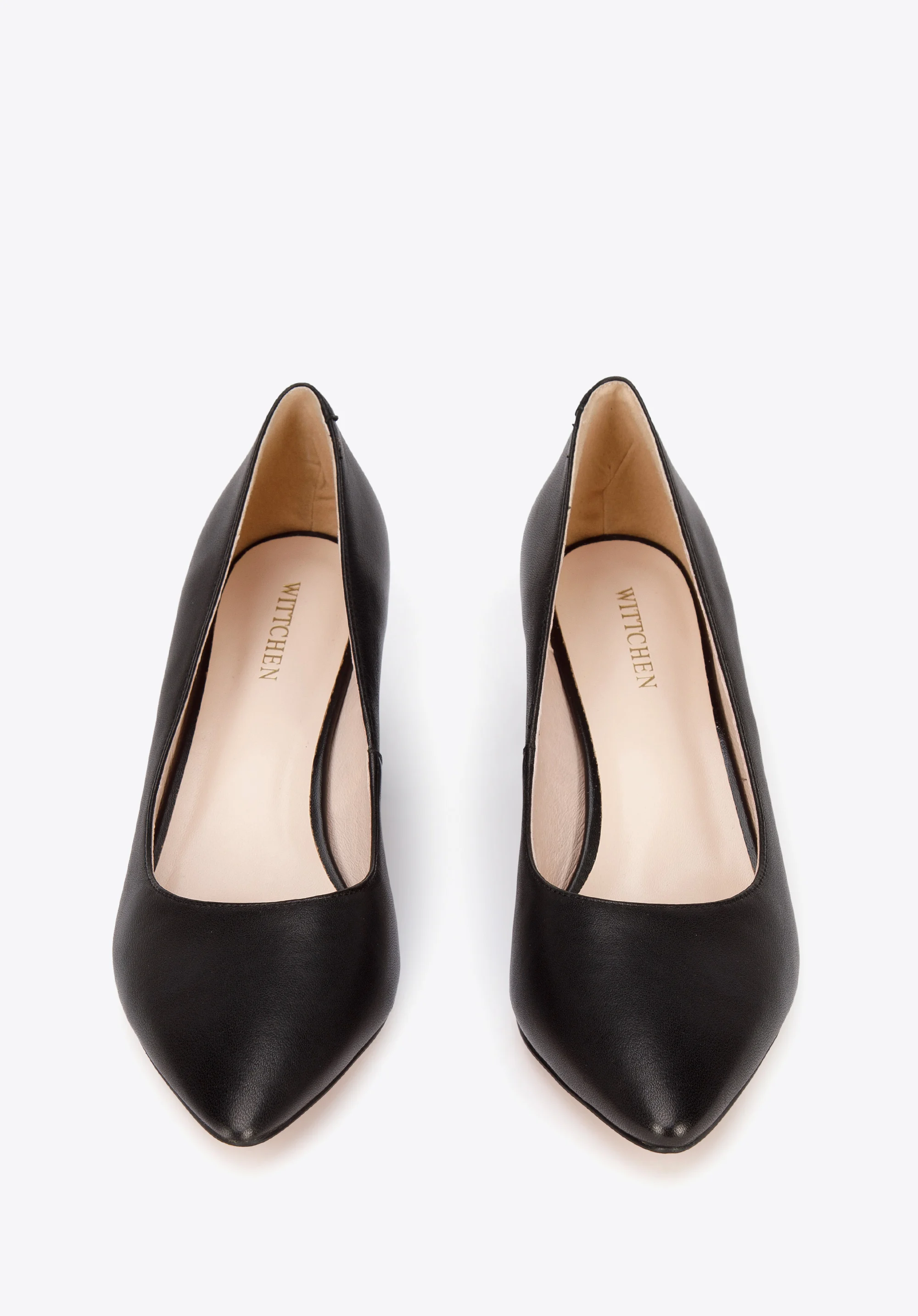 Czółenka skórzane klasyczne na klocku