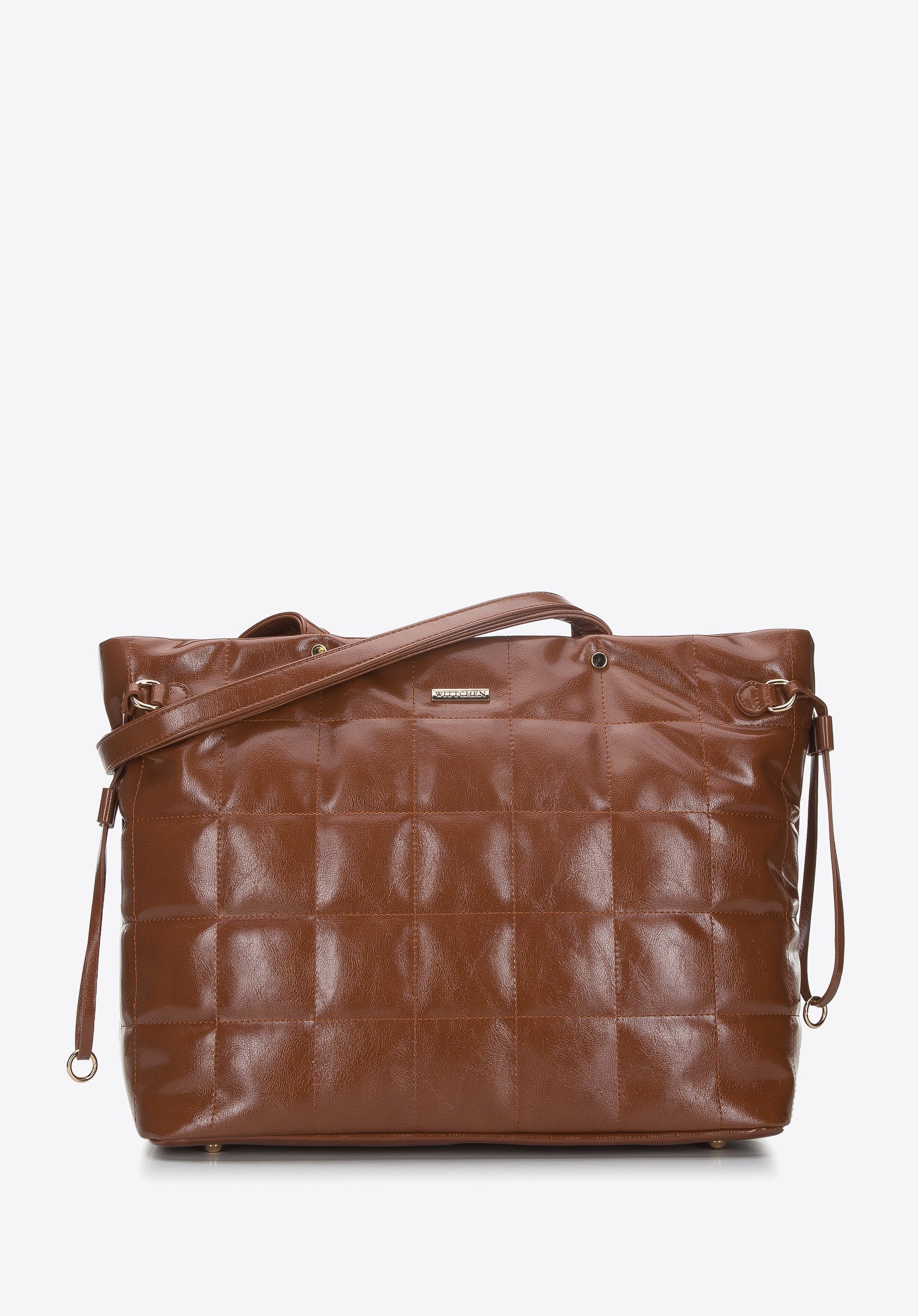 Torebka shopperka z ekoskóry pikowana w kwadraty