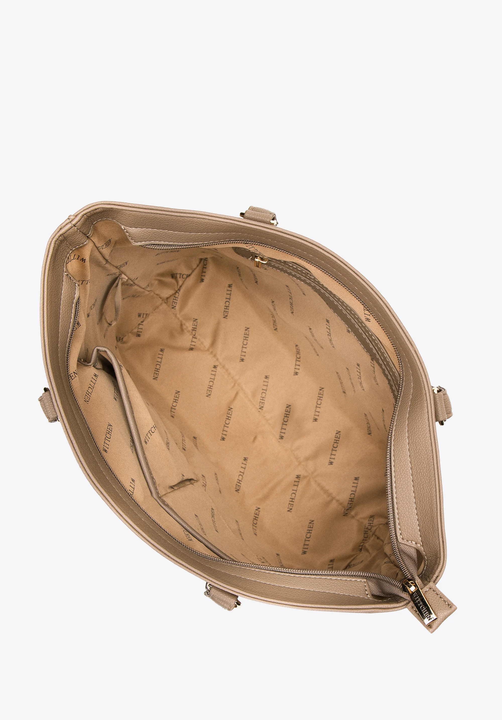 Torebka shopperka z ekoskóry z otwartą kieszenią z przodu