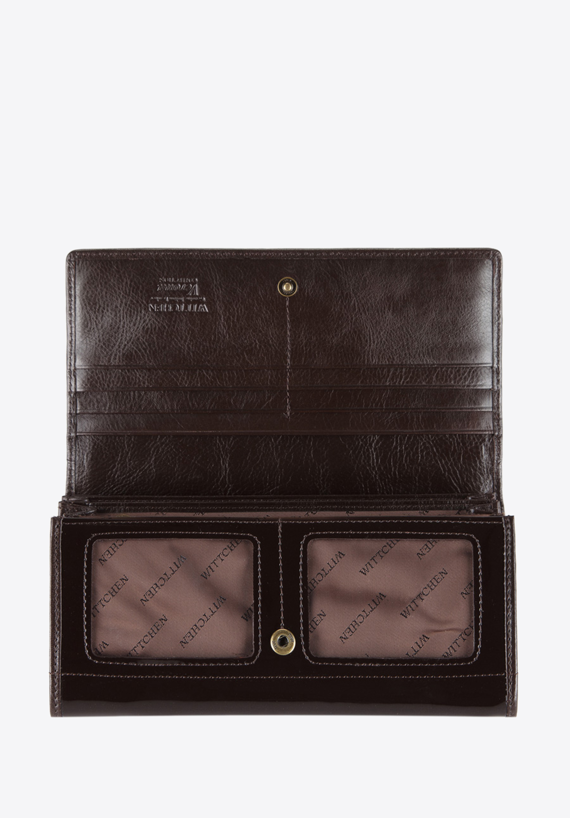 Damski portfel ze skóry lakierowany duży