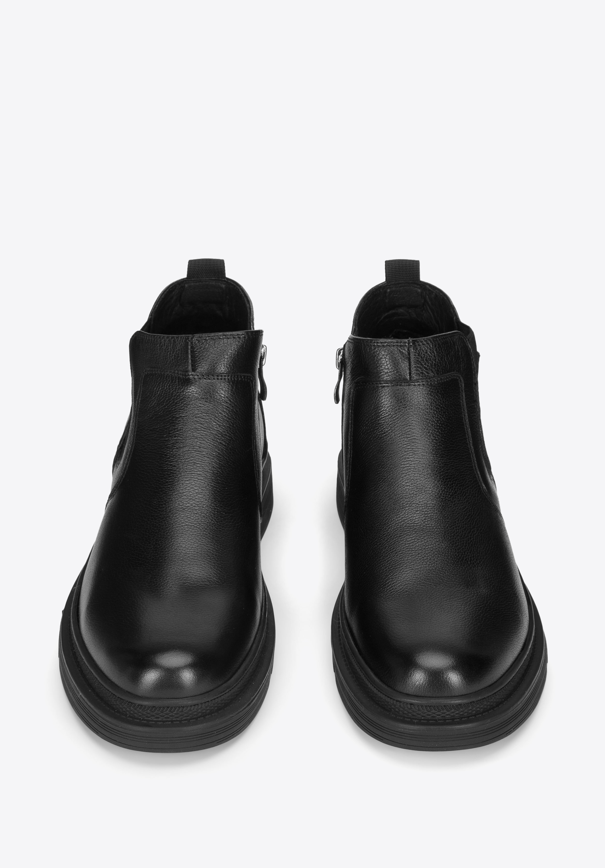 Męskie sztyblety skórzane z suwakiem