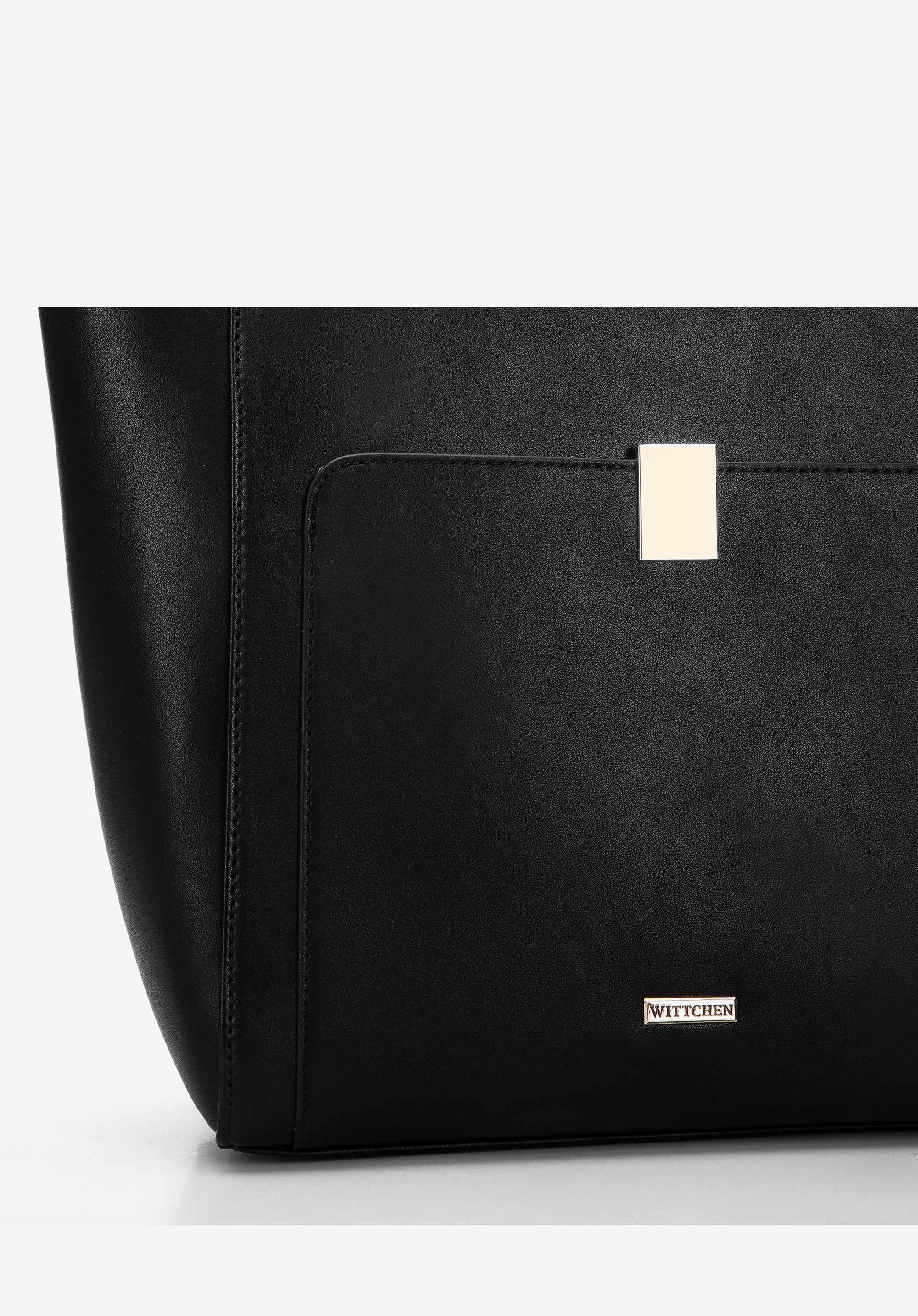 Torebka shopperka z ekoskóry z prostokątną klamrą