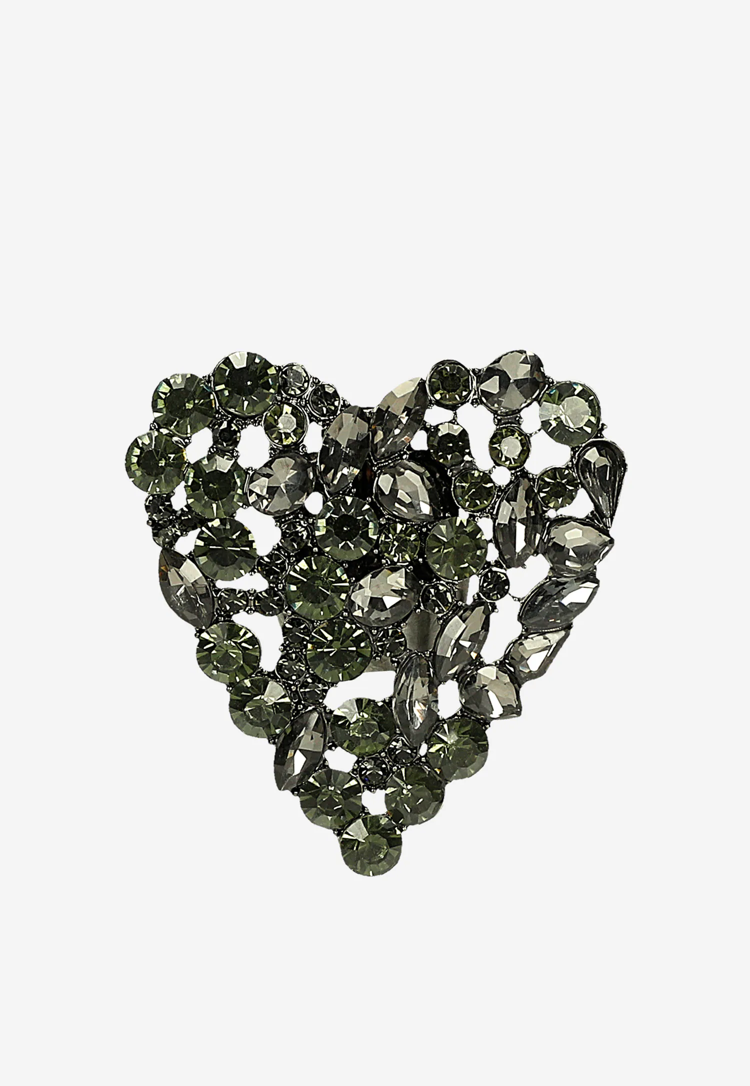 Ozdoba do butów w formie klipsa - popielato-zielone serce