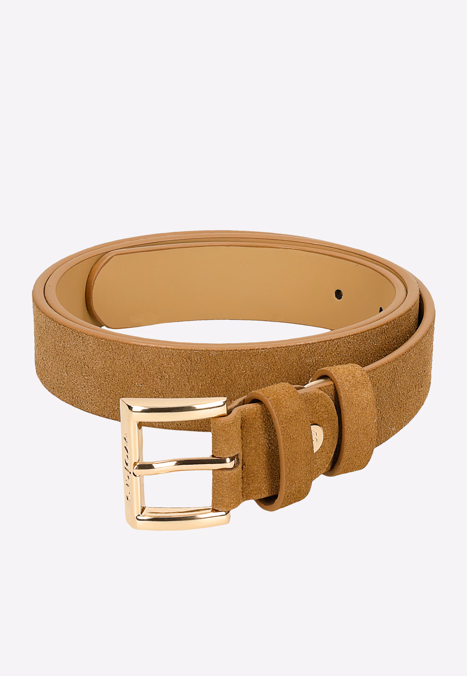 Beżowy pasek damski z dwoiny welurowej