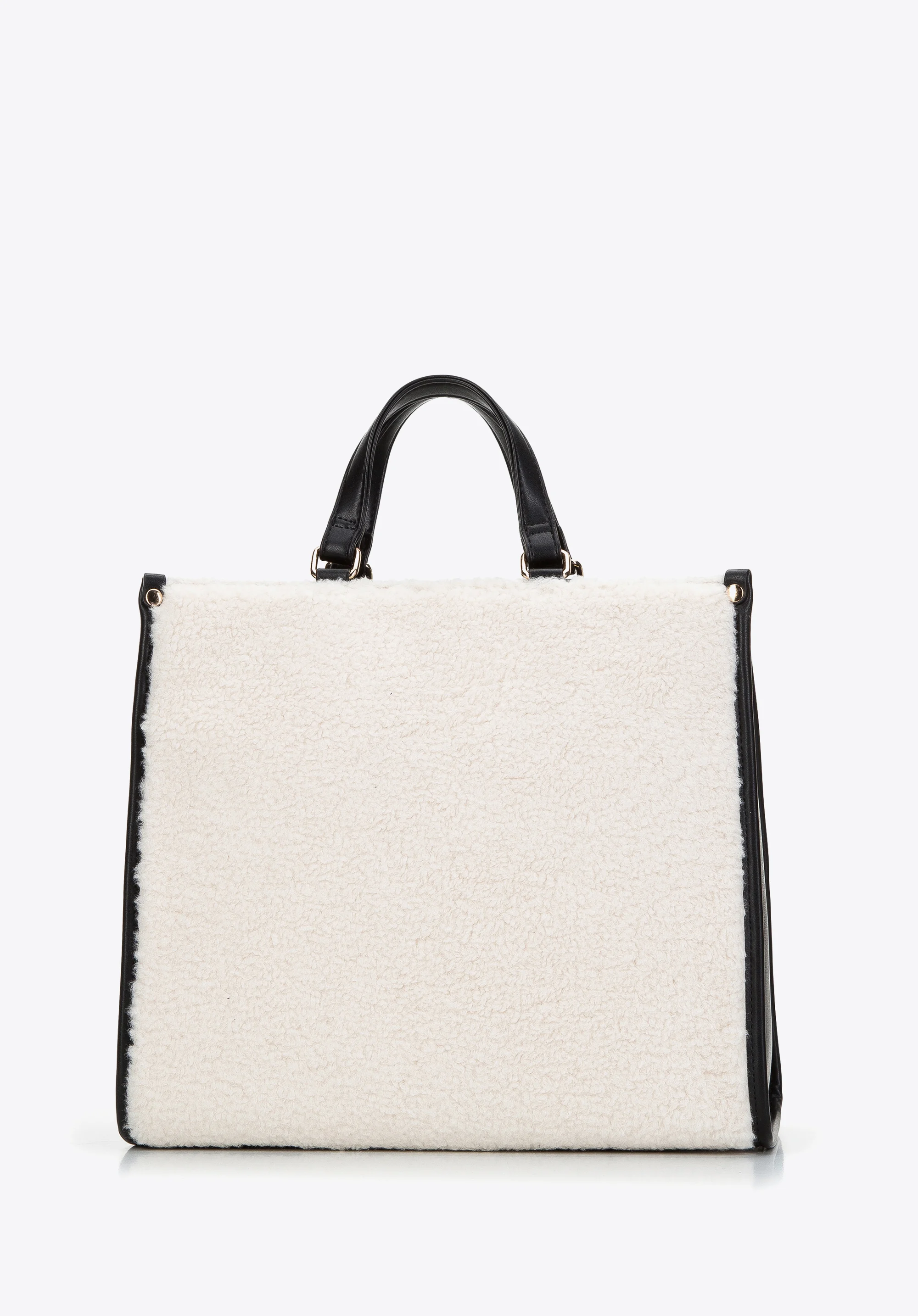 Torebka kuferek ze wstawkami ze sztucznego futerka