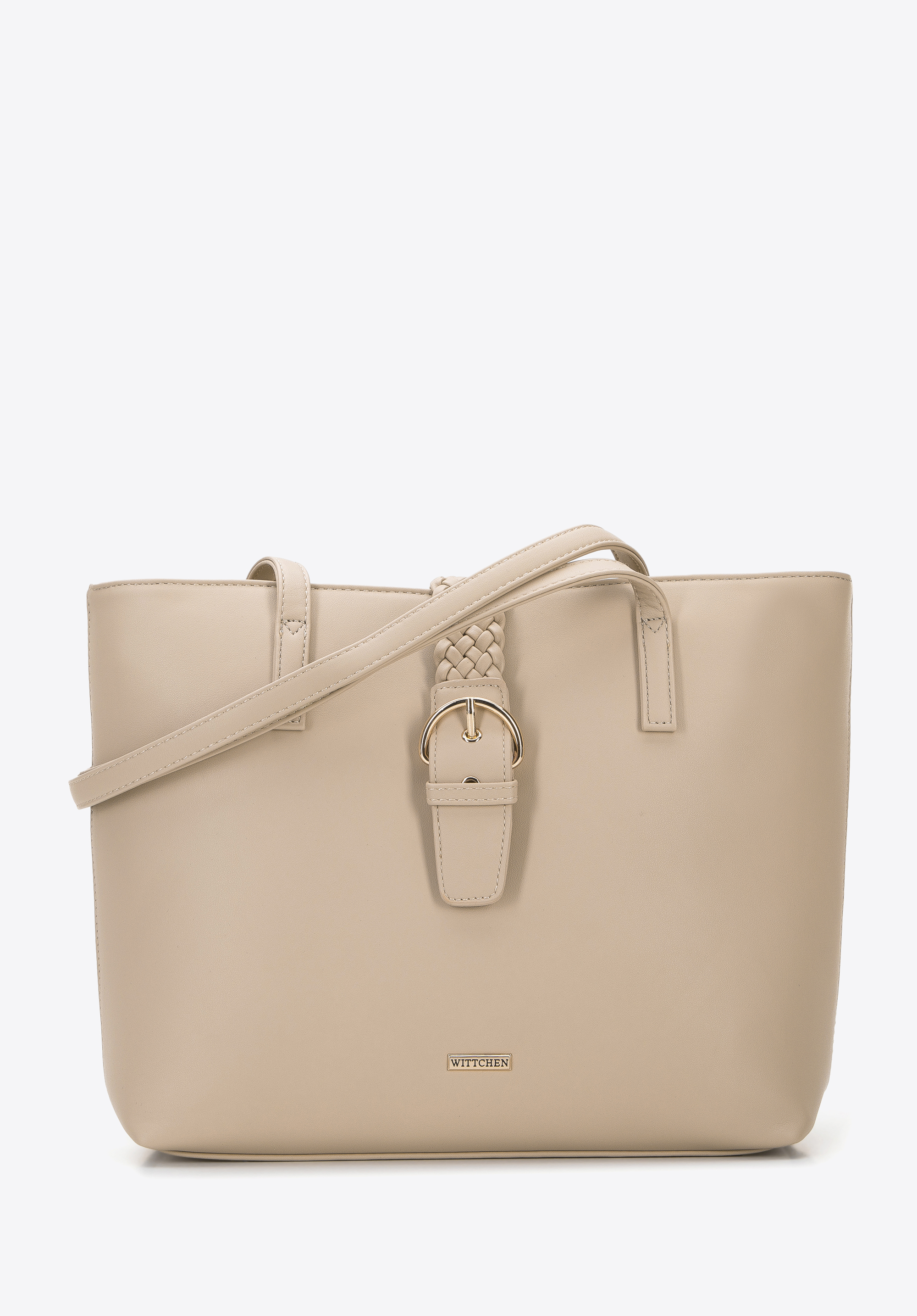 Torebka shopperka z paskiem z plecionki