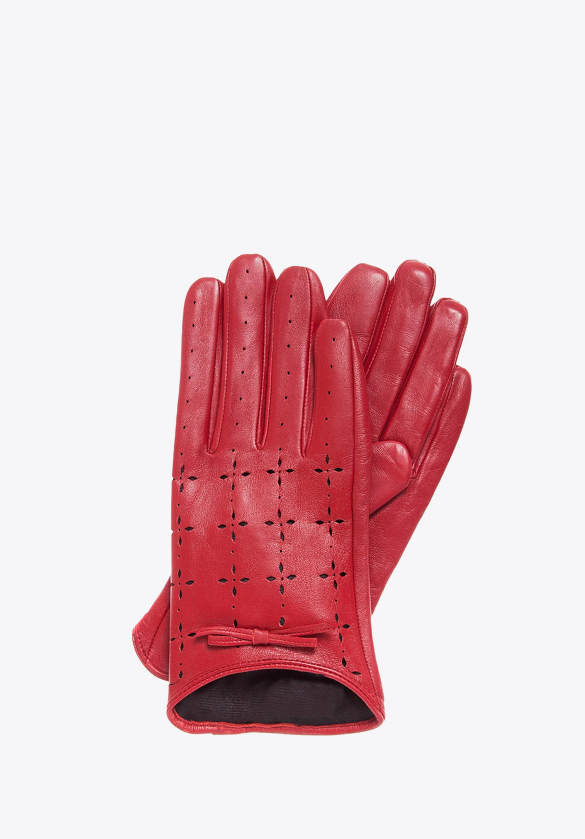 Damskie rękawiczki skórzane dziurkowane