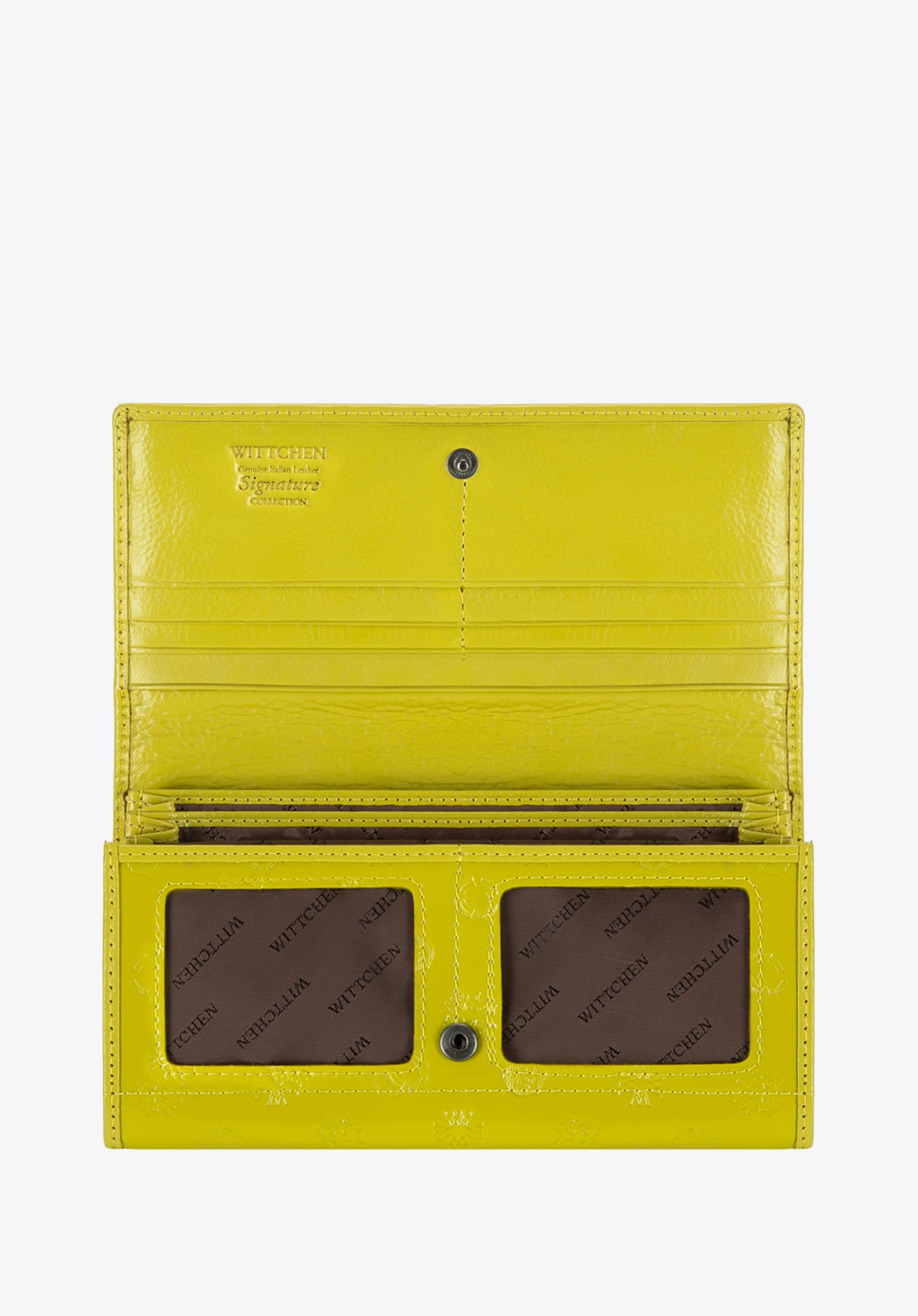 Damski portfel skórzany lakierowany z monogramem