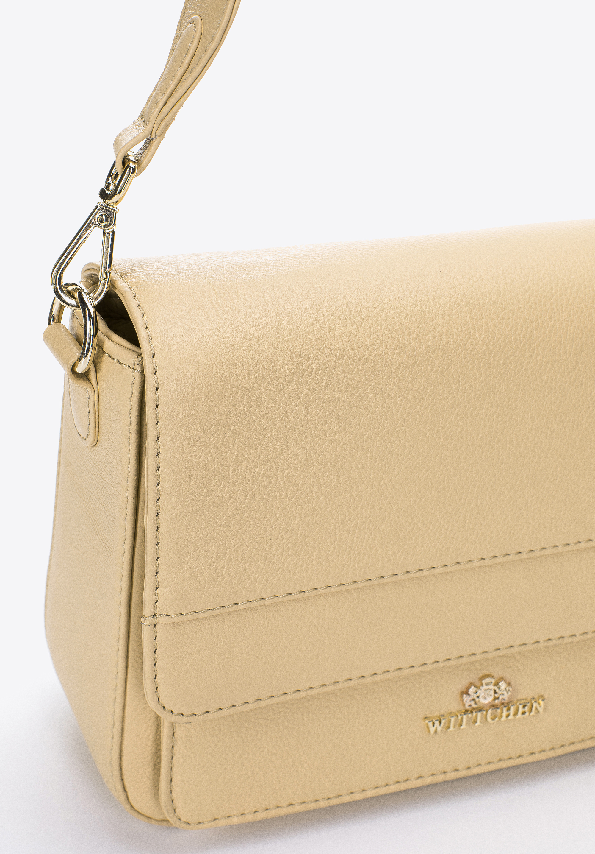 Damska listonoszka skórzana z przeszyciami trzykomorowa