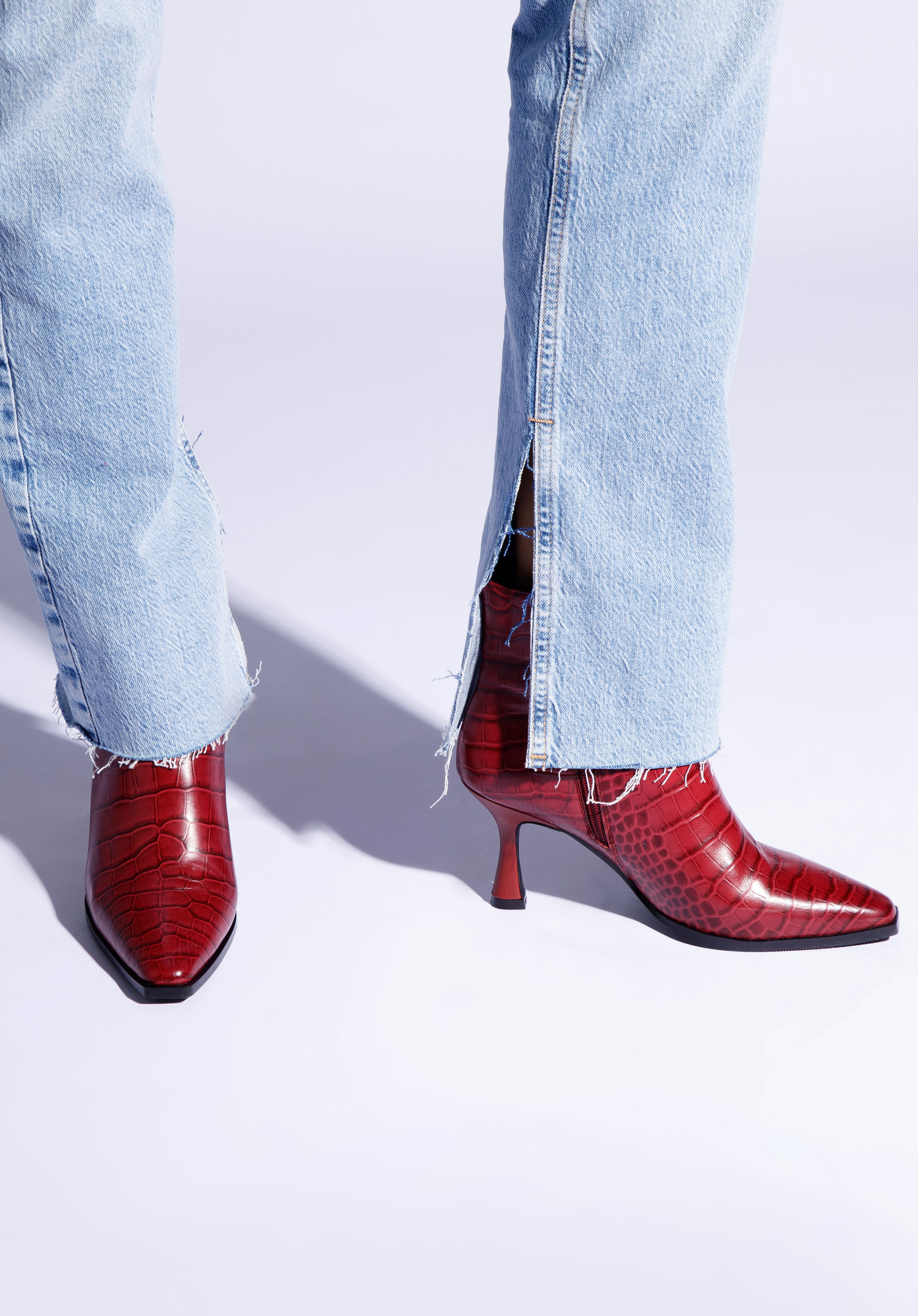 Botki ze skóry croco na szpilce