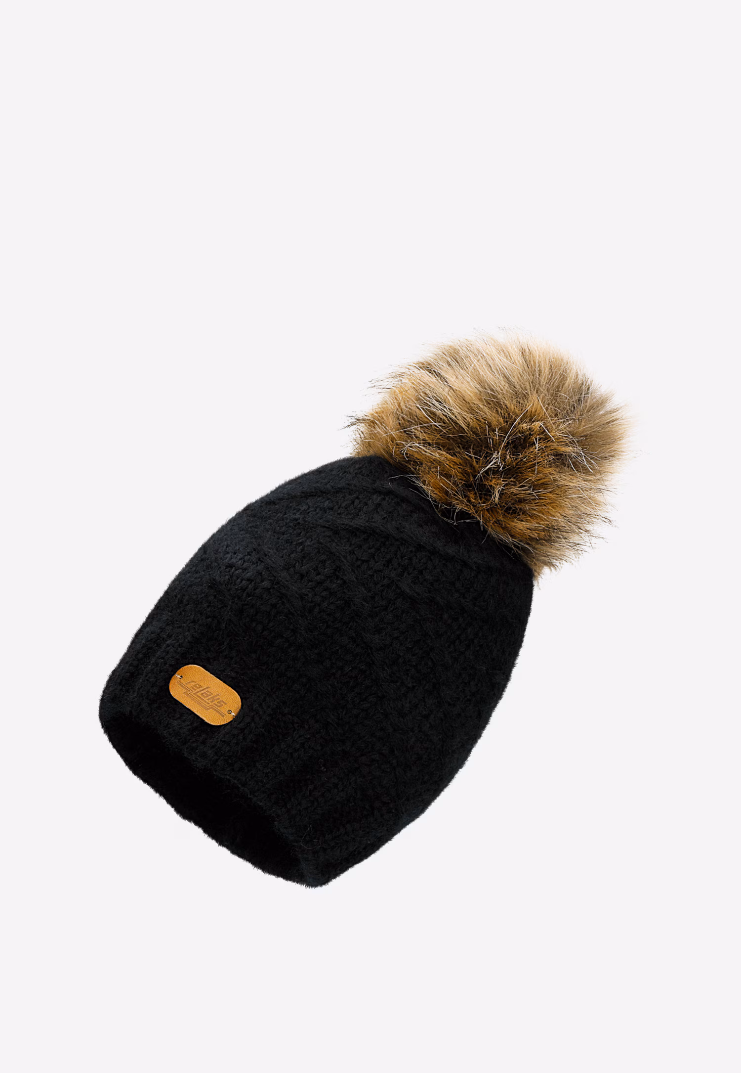 RELAKS beżowy komplet z wełny merino czapka z pomponem + komin