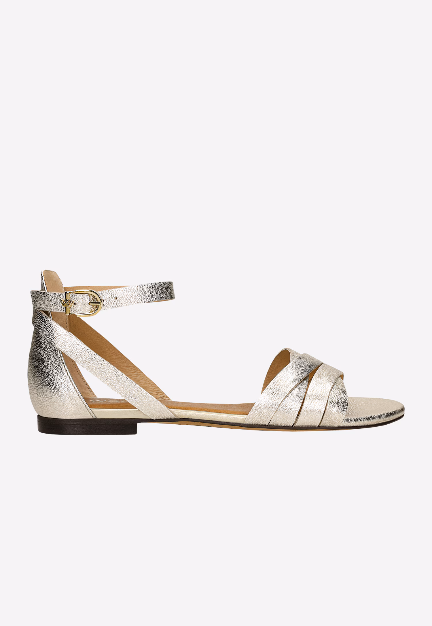 Złote sandały damskie z tłoczonym wzorem