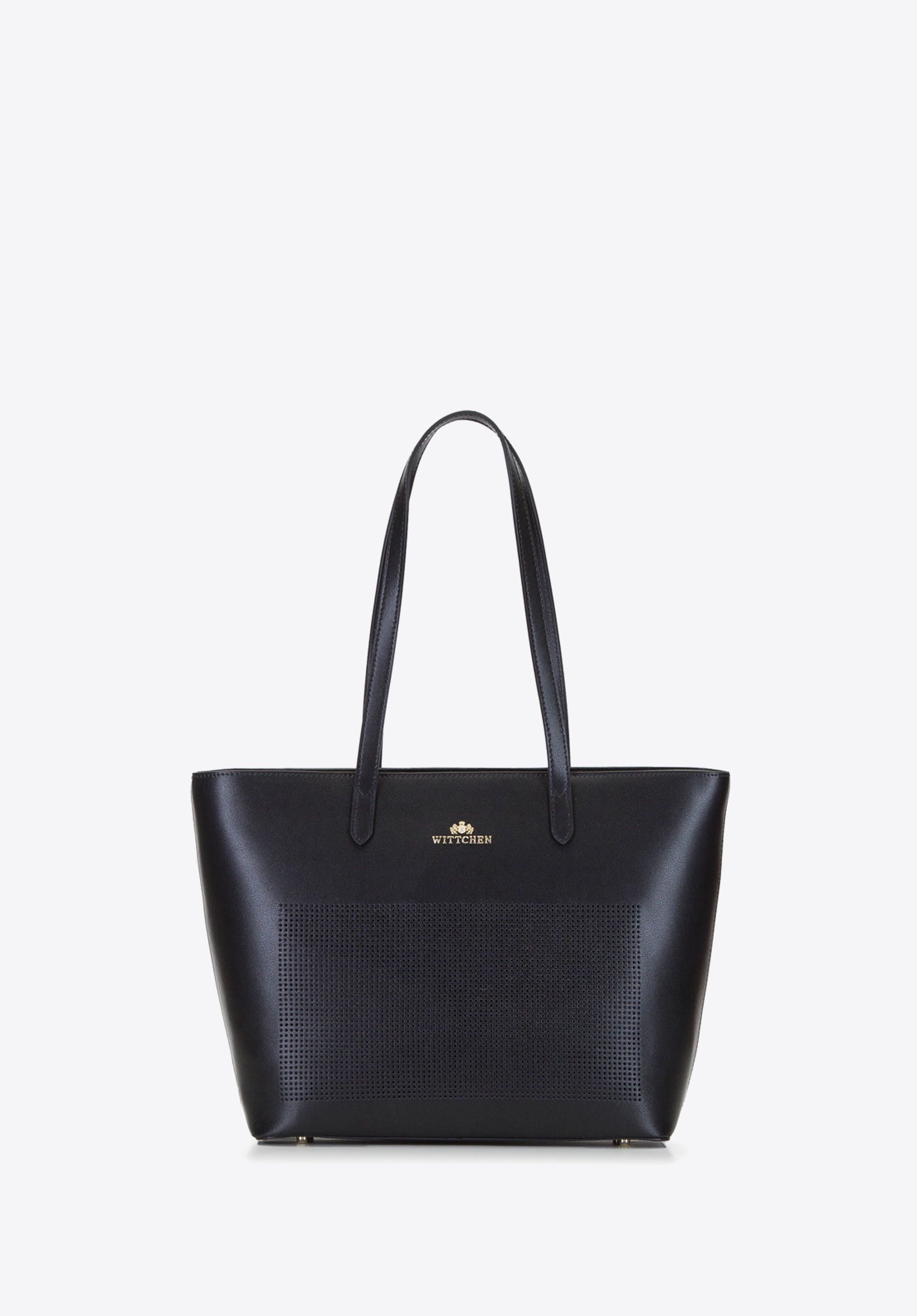 Torebka shopperka skórzana dziurkowana