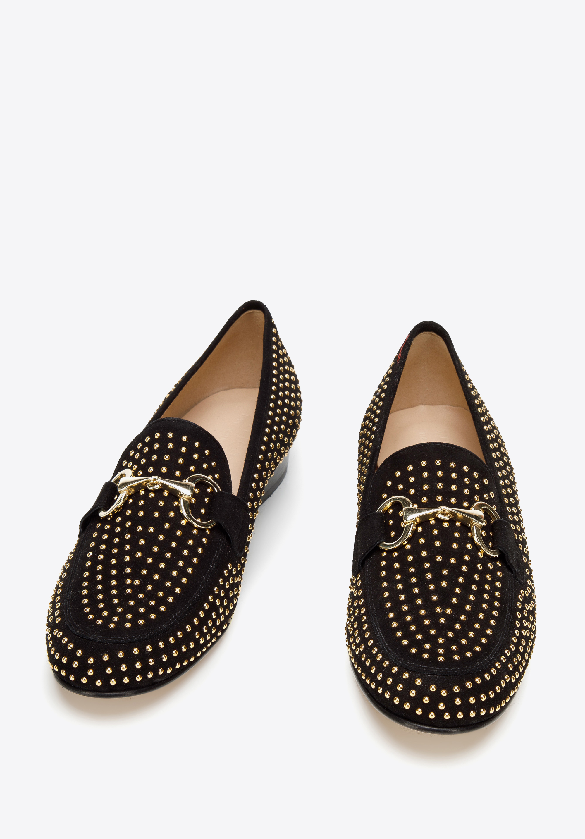 Damskie mokasyny zamszowe z nitami