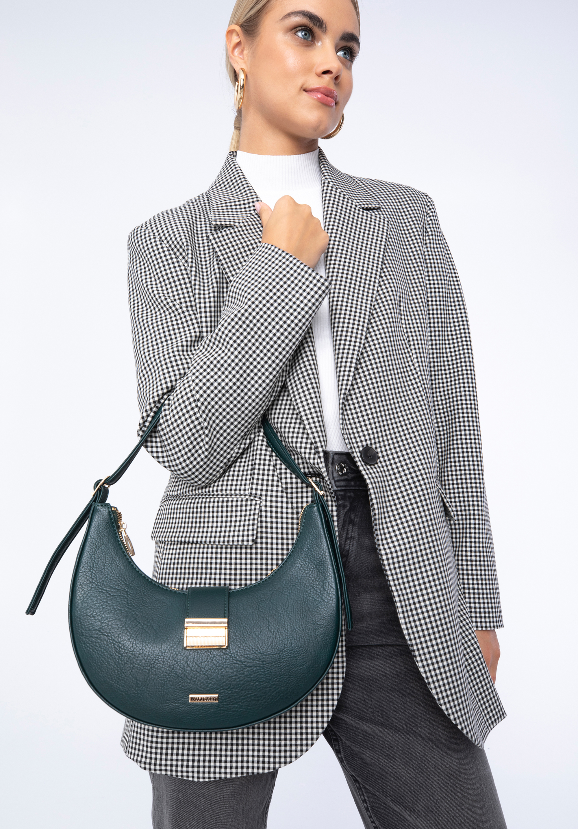 Torebka bagietka z ekoskóry z klamrą