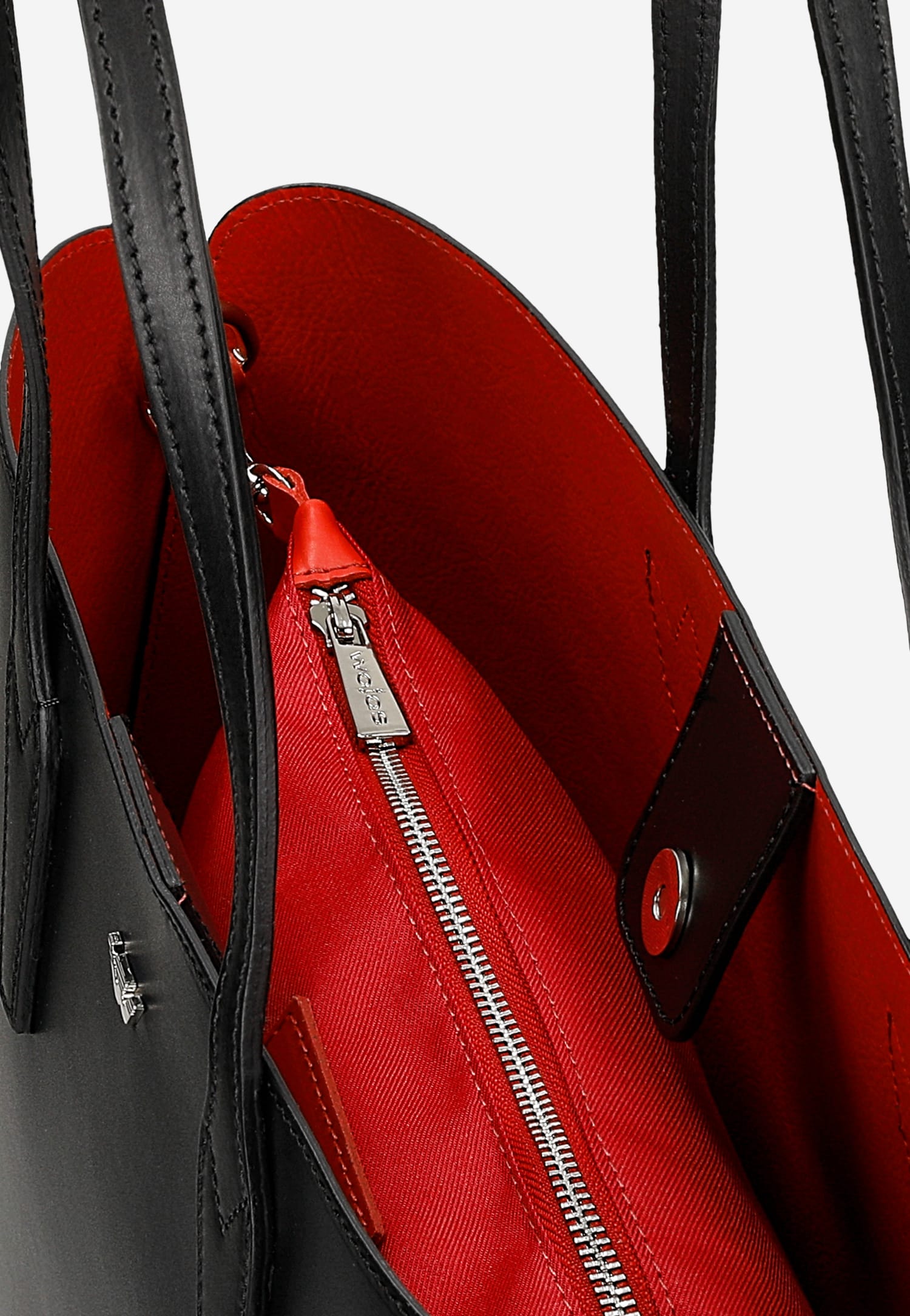 Duża shopperka skórzana z czerwonym wnętrzem