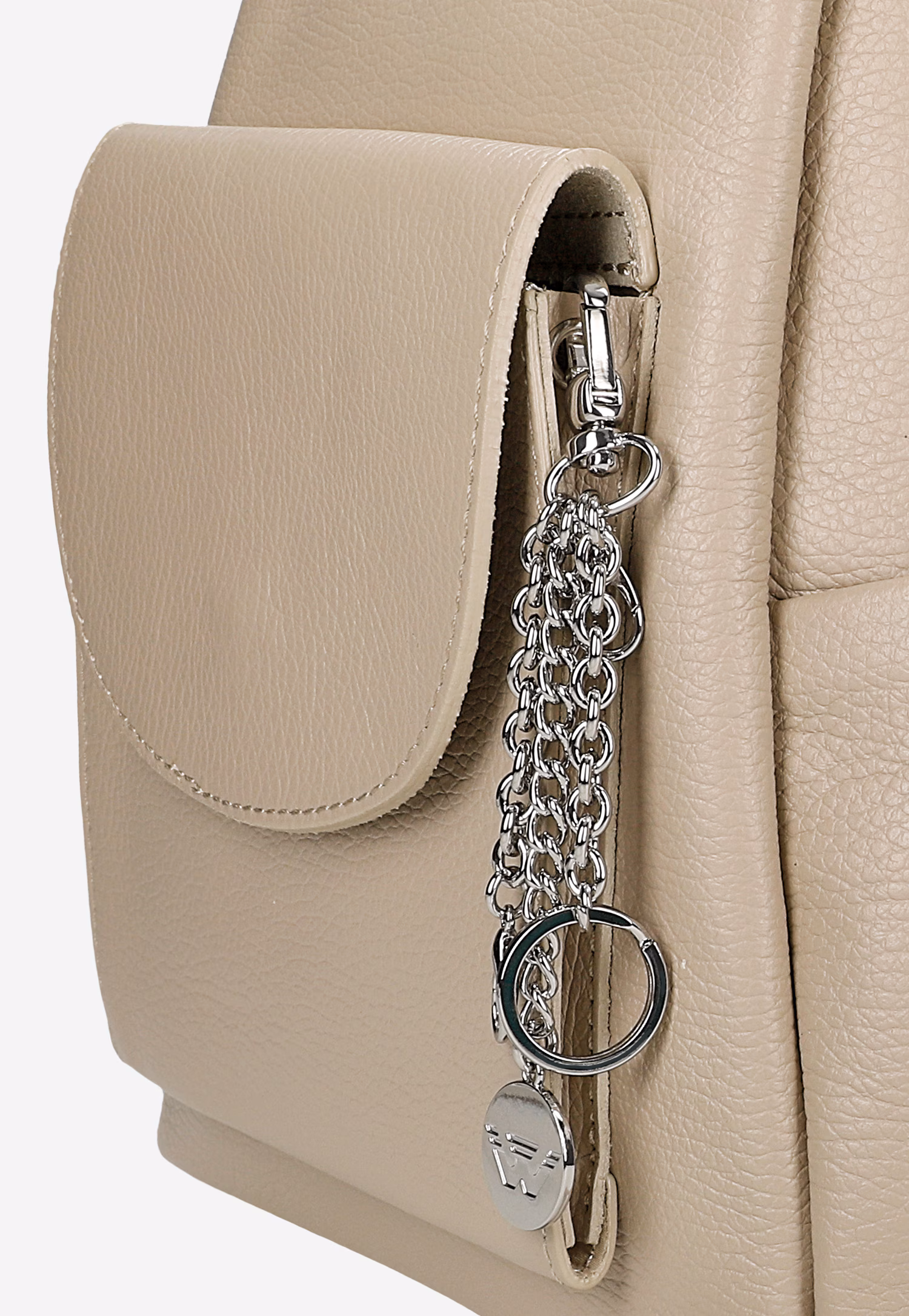 Pojemny beżowy plecak miejski ze skóry licowej