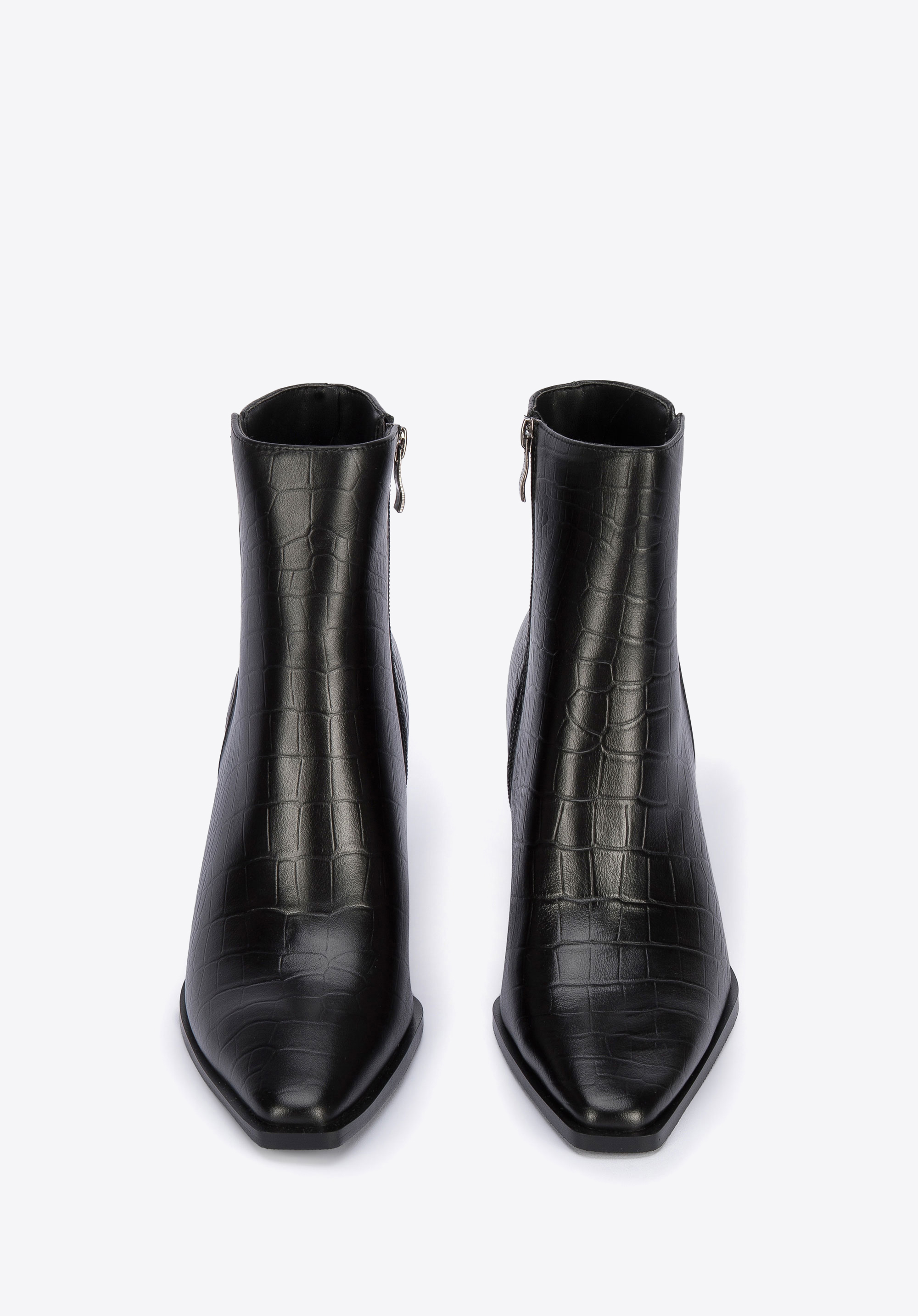 Botki ze skóry croco na szpilce