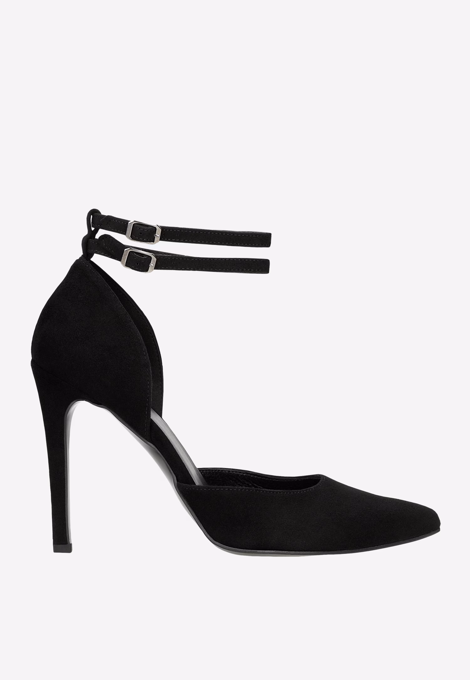 Czarne czółenka damskie z podwójnym zapięciem wokół kostki