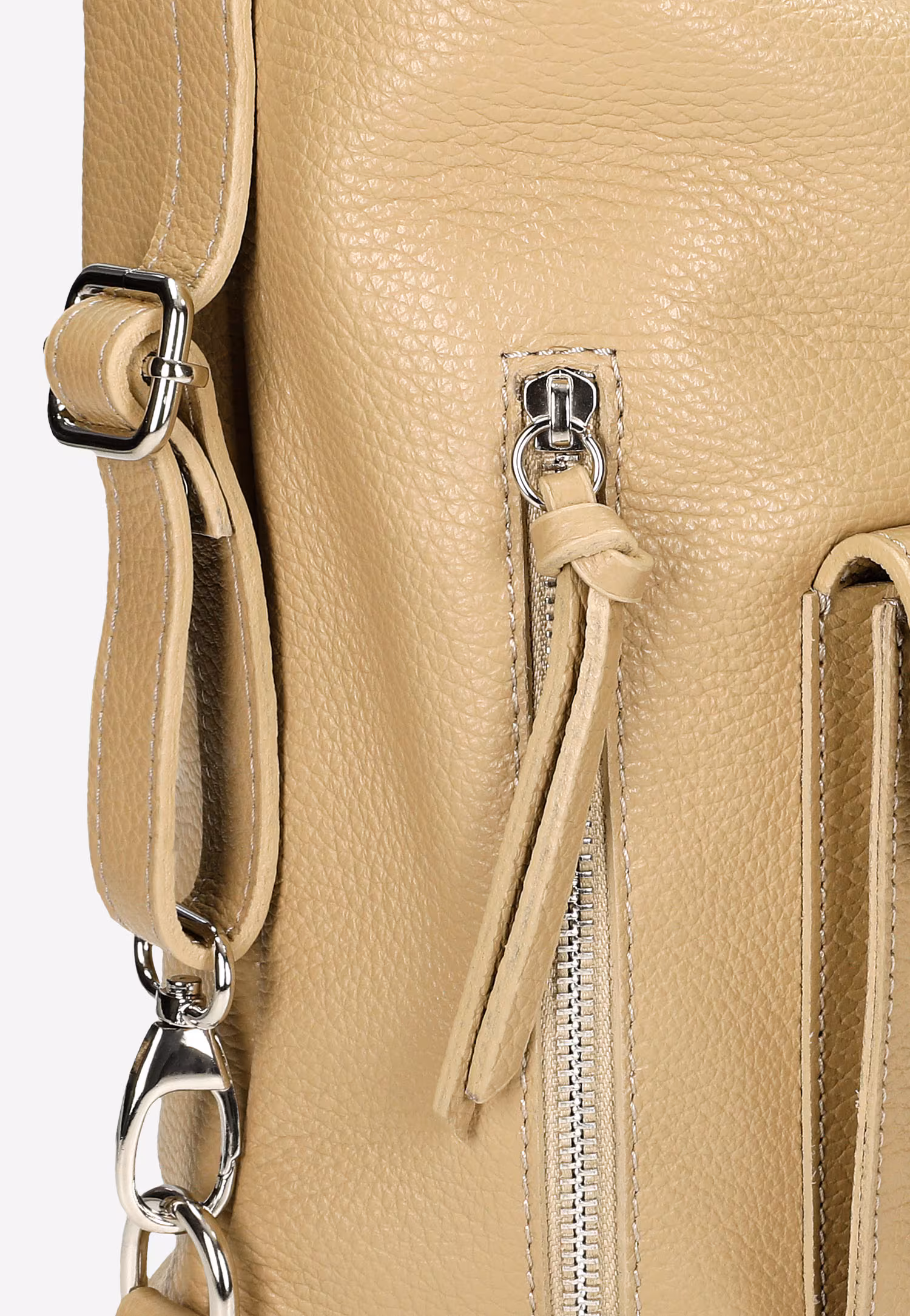 Beżowa skórzana torebka plecak 2w1