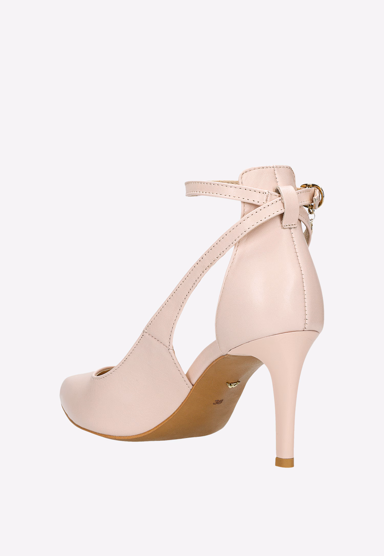 Białe czółenka ze skóry licowej na obcasie