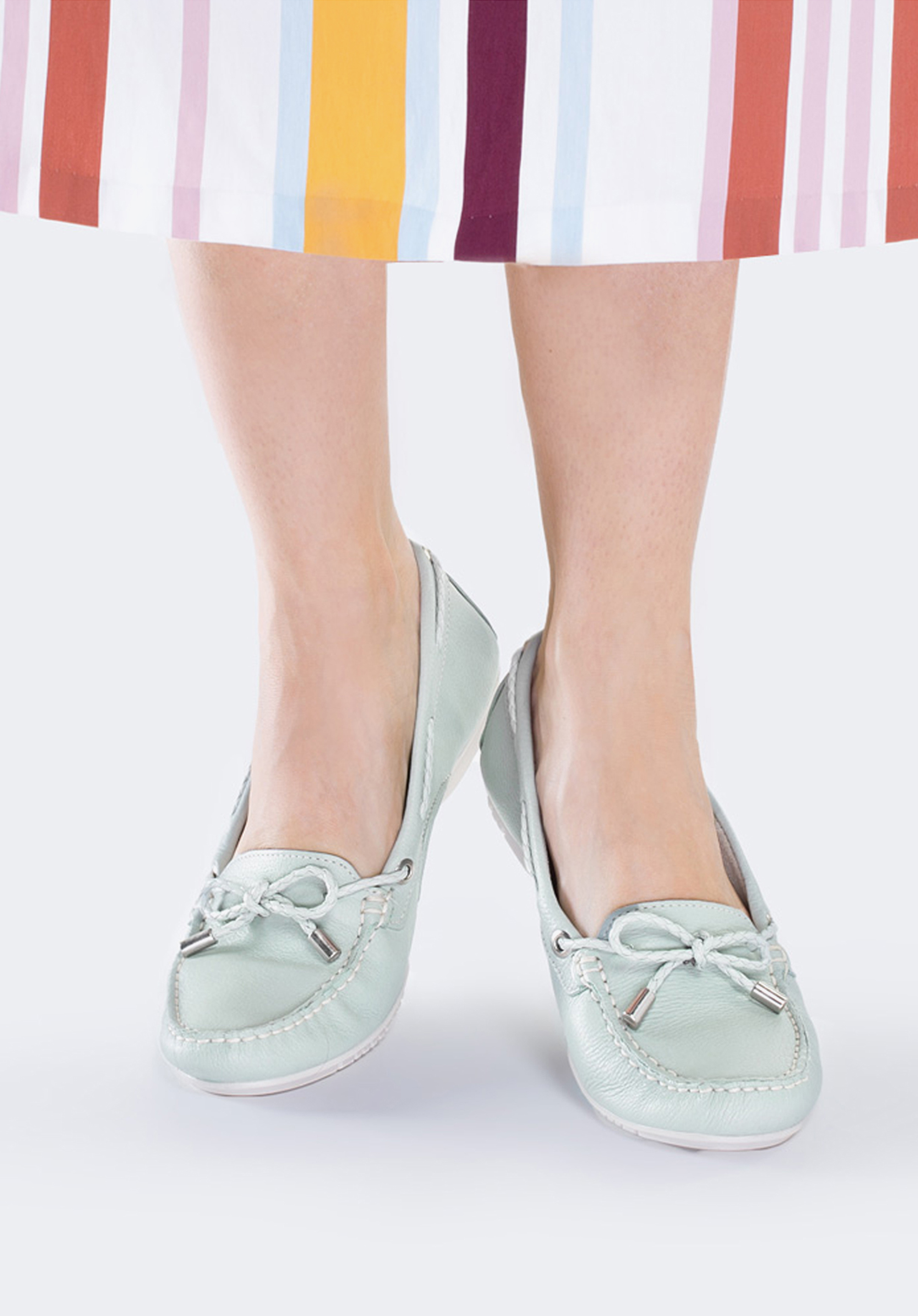Damskie mokasyny skórzane pastelowe