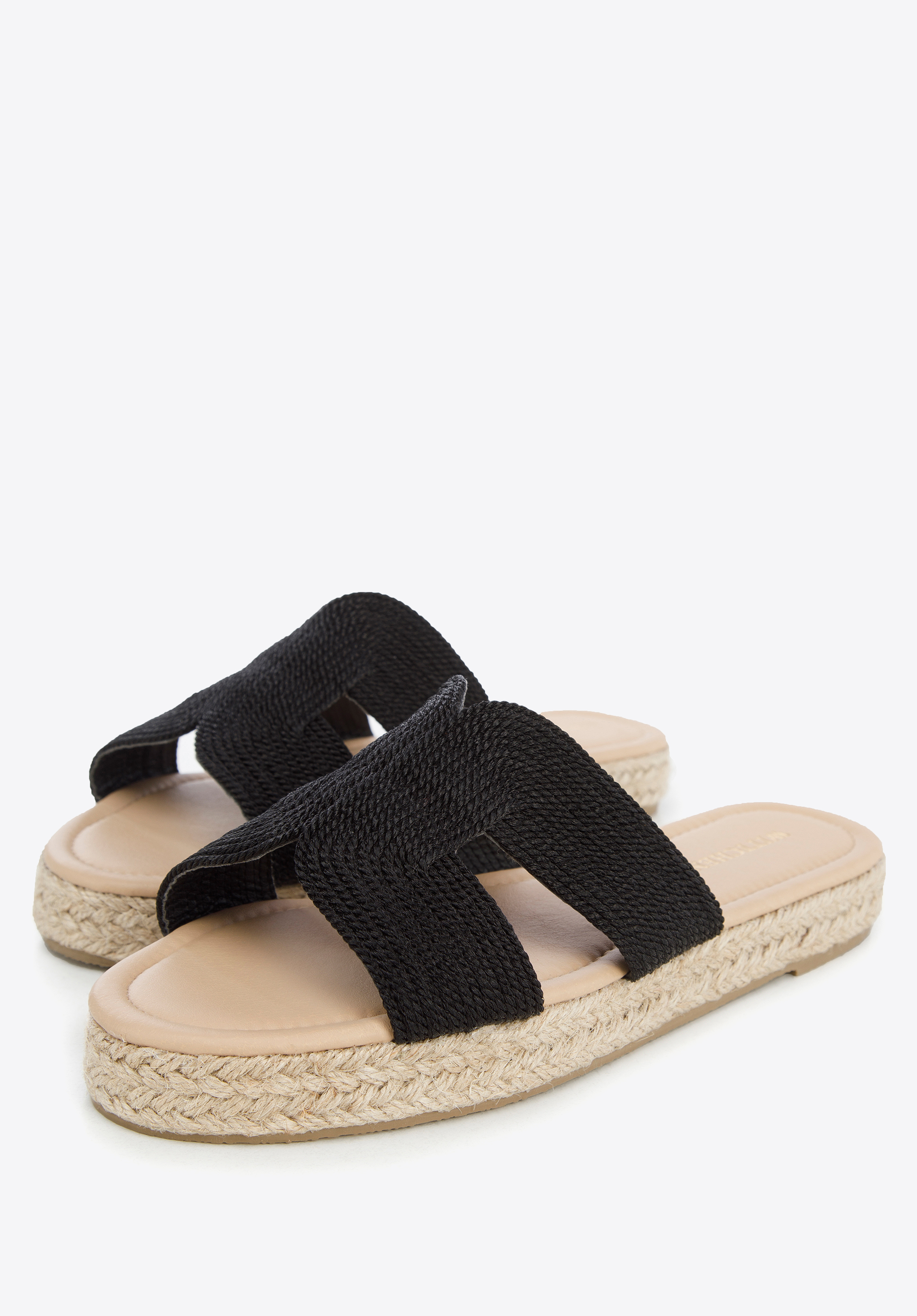 Damskie klapki na słomkowej podeszwie