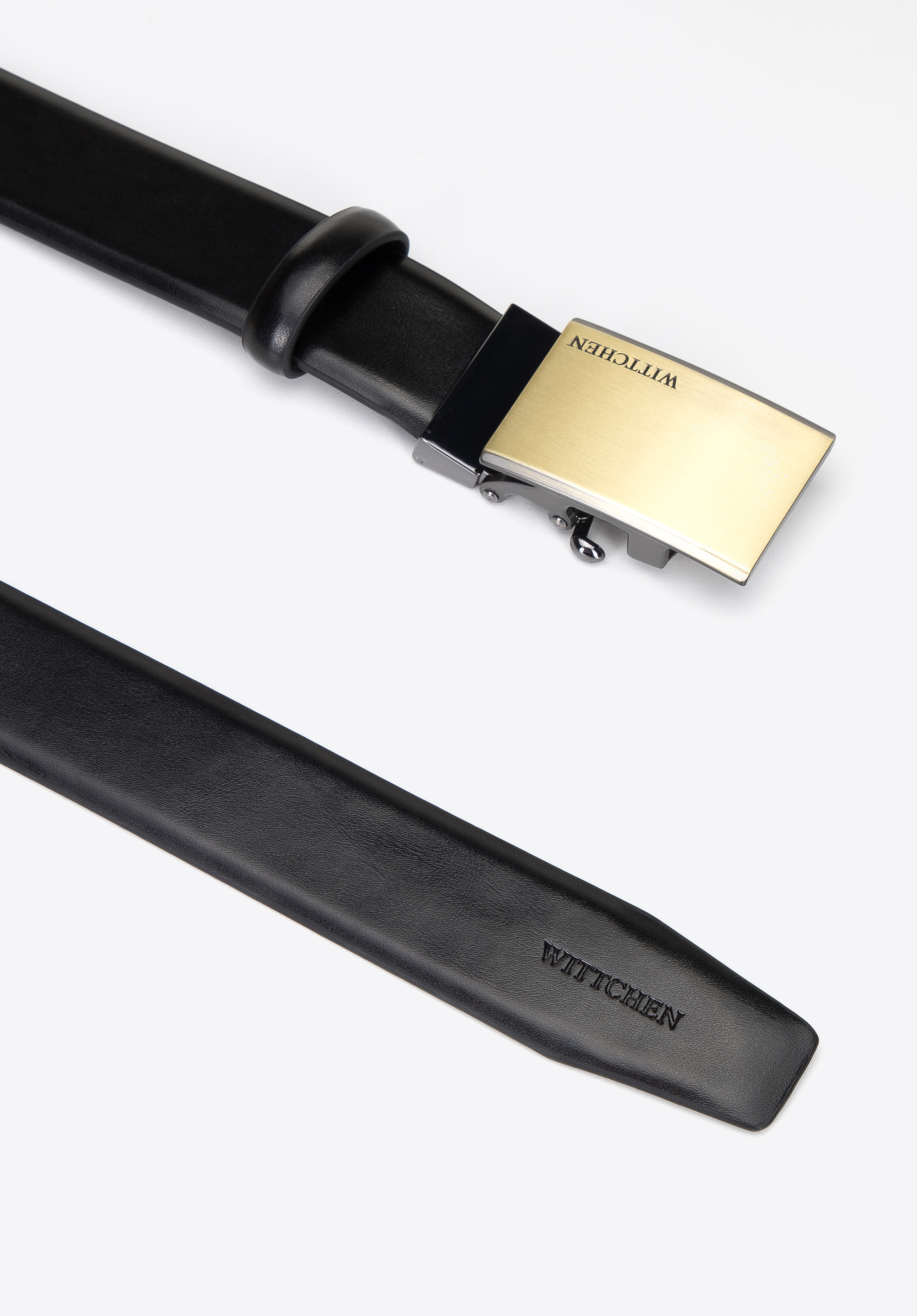 Męski pasek skórzany z gładką klamrą automatyczną