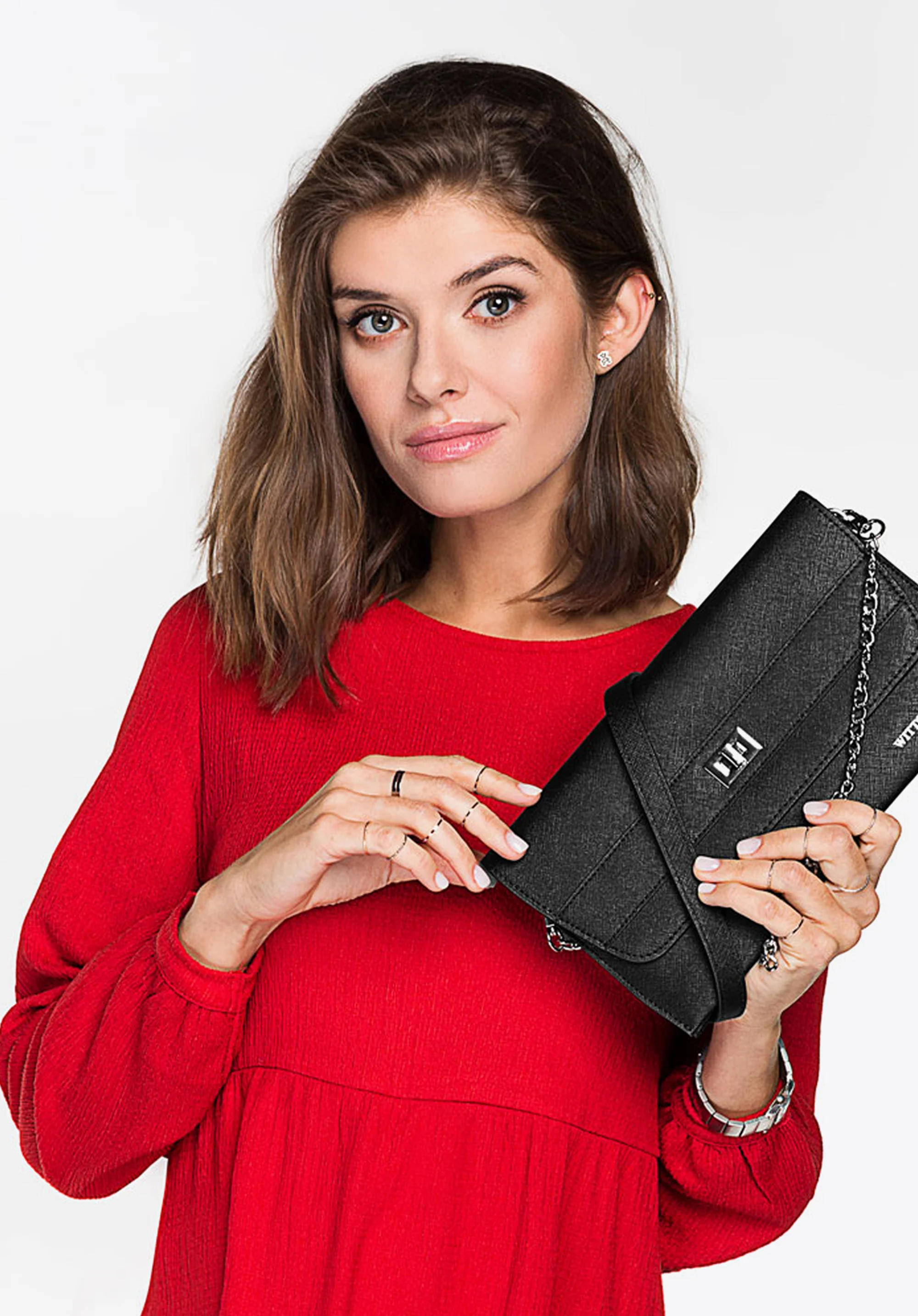 Torebka wieczorowa ze skóry saffiano