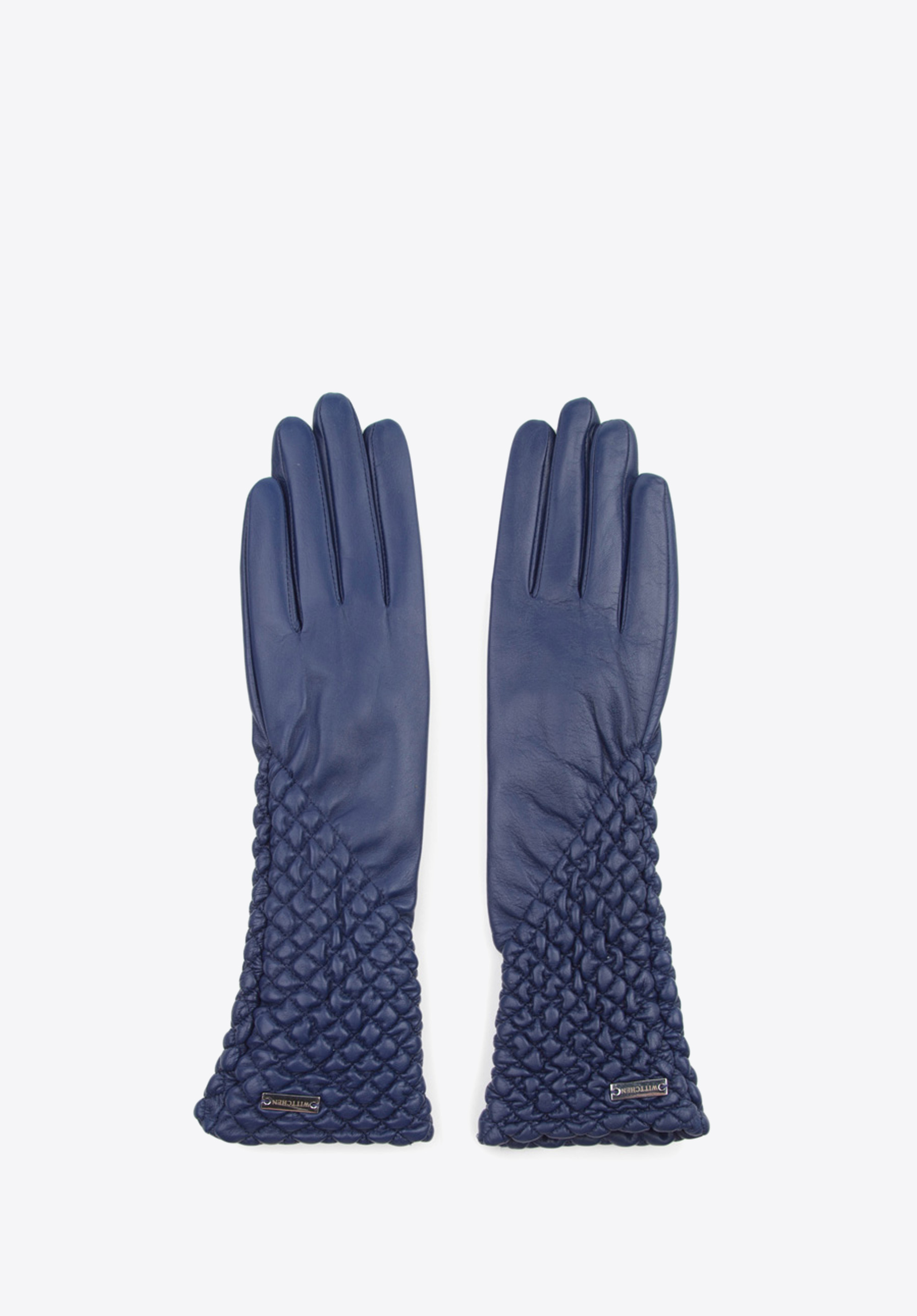 Damskie rękawiczki skórzane marszczone