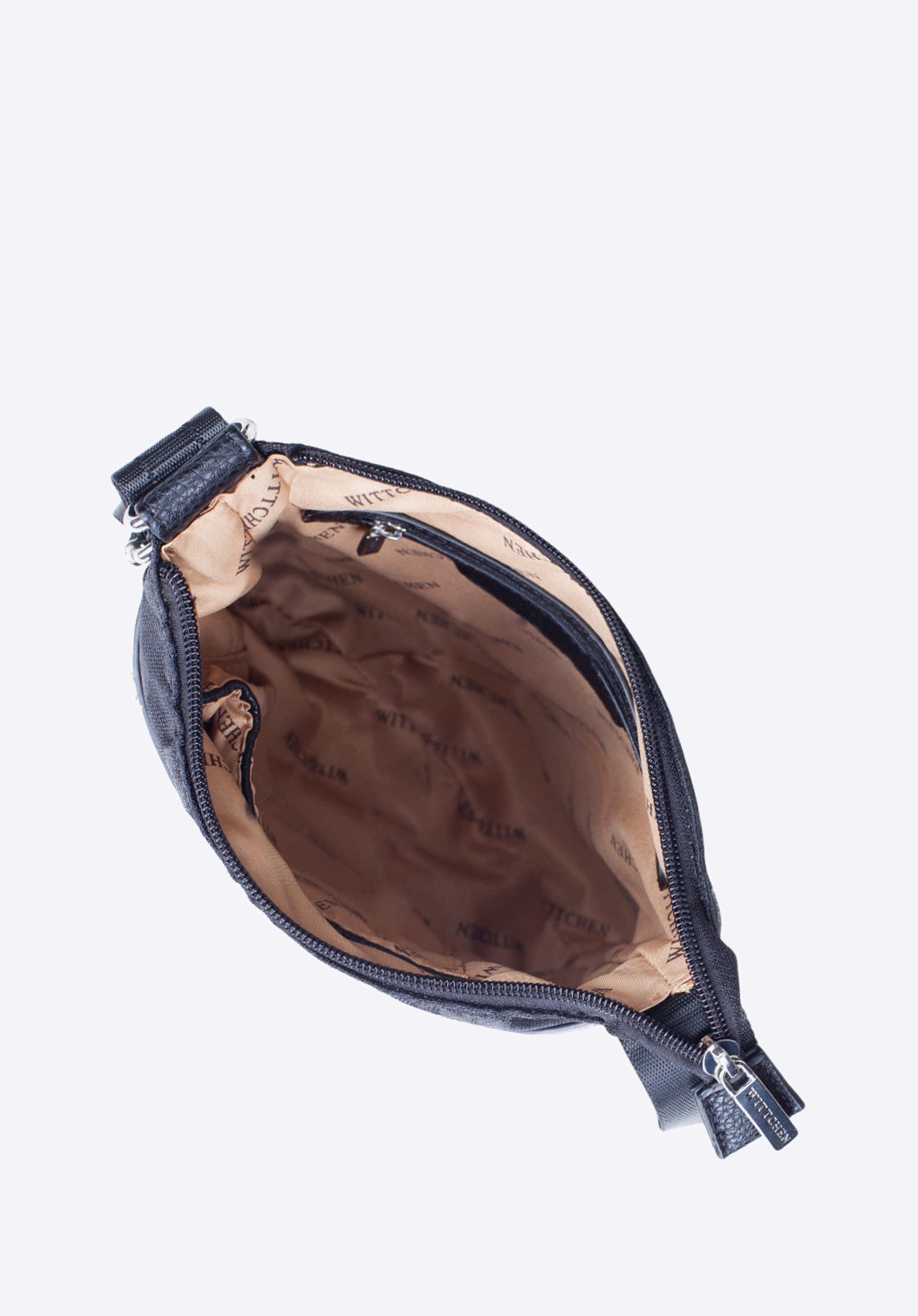 Damska listonoszka z tkaniny w logo z suwakiem