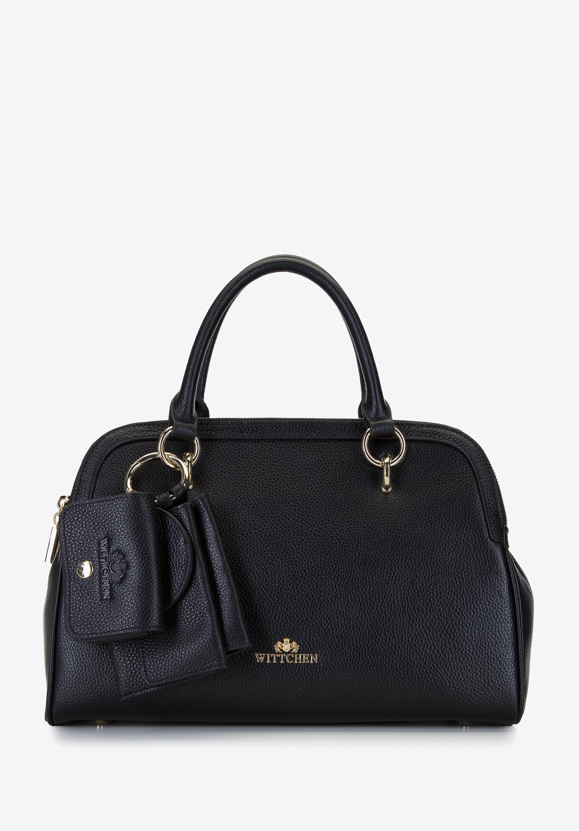 Torebka kuferek skórzana trzykomorowa z zestawem etui