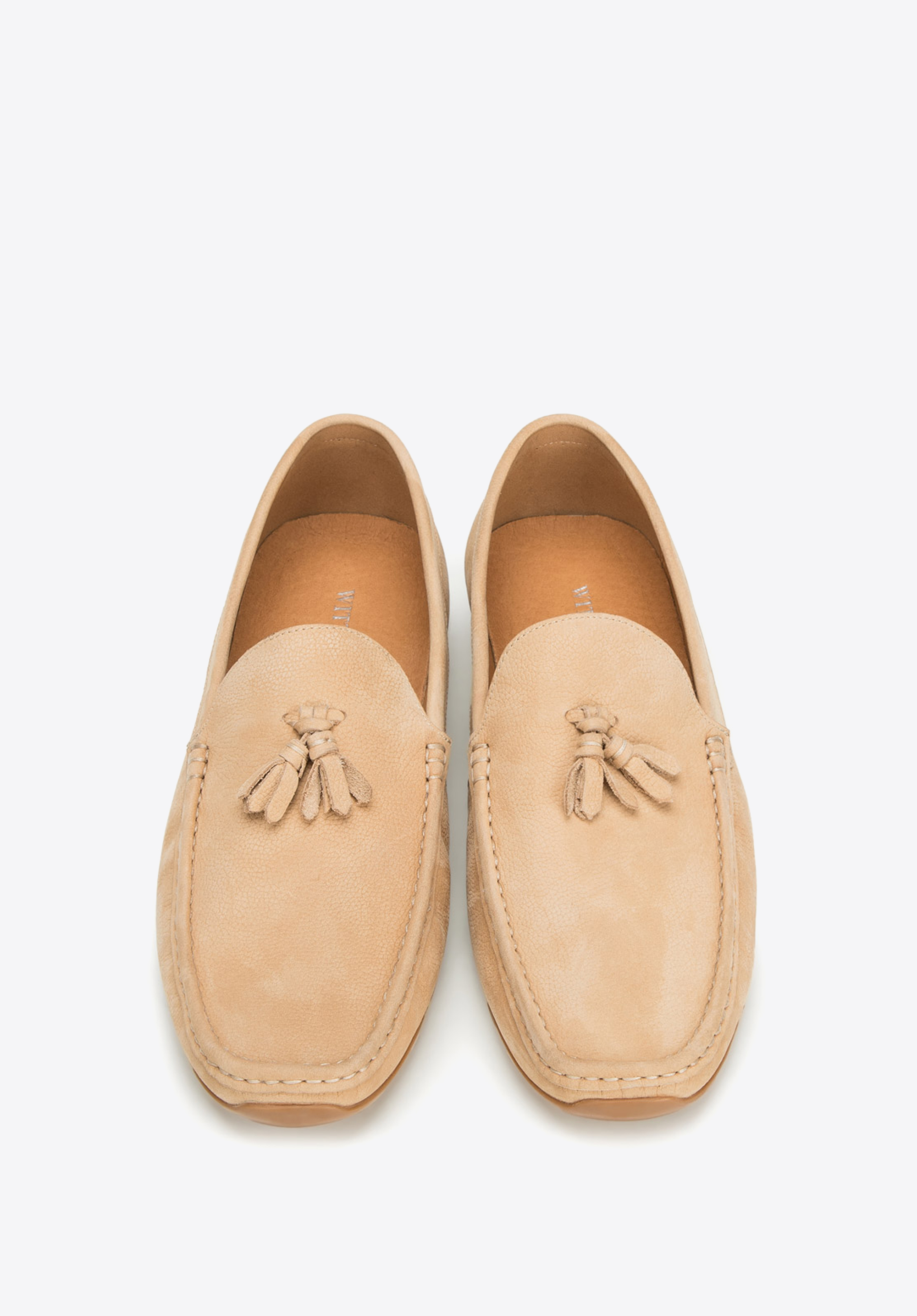 Męskie mokasyny z nubuku z chwostami