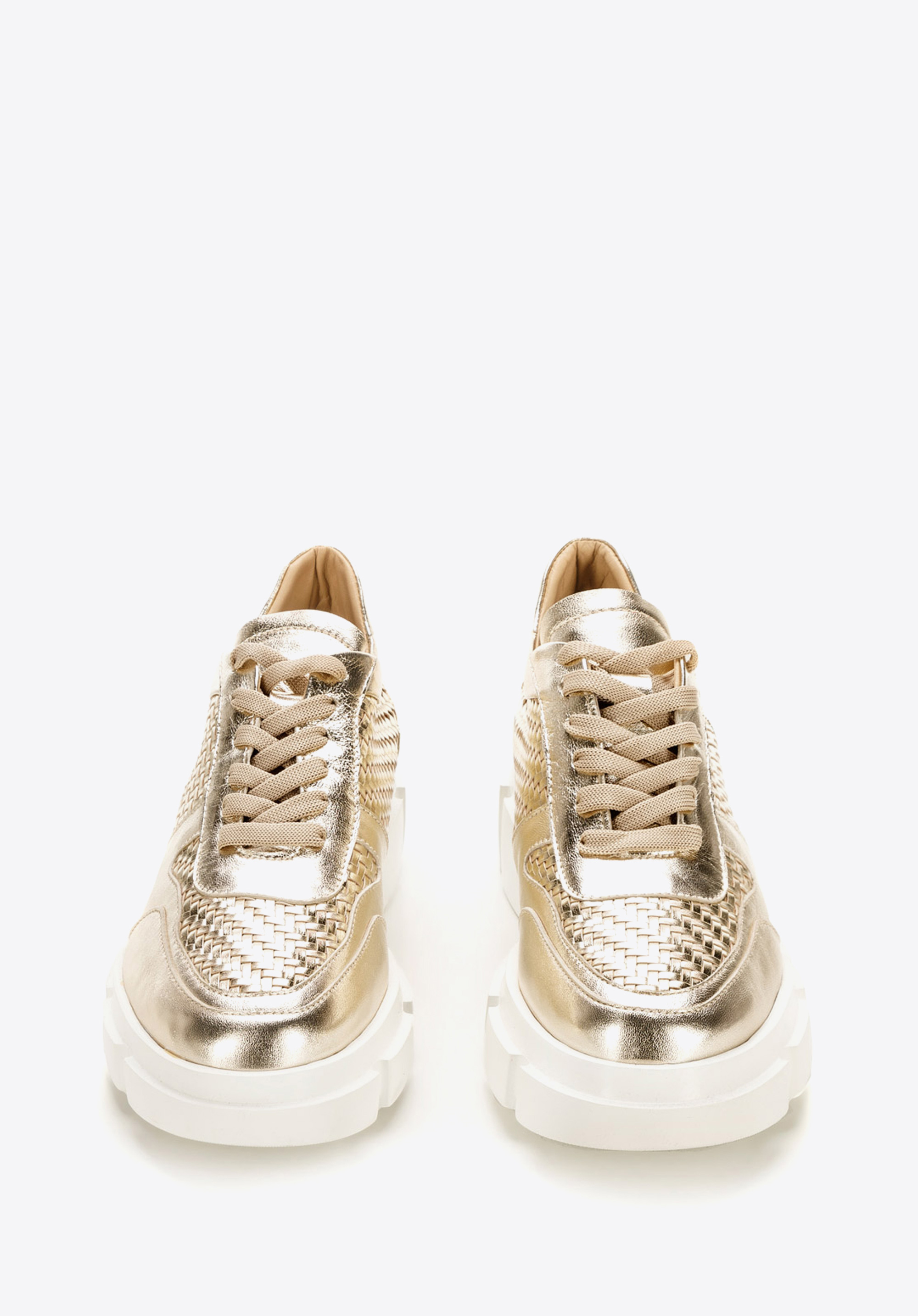 Damskie sneakersy na platformie plecione