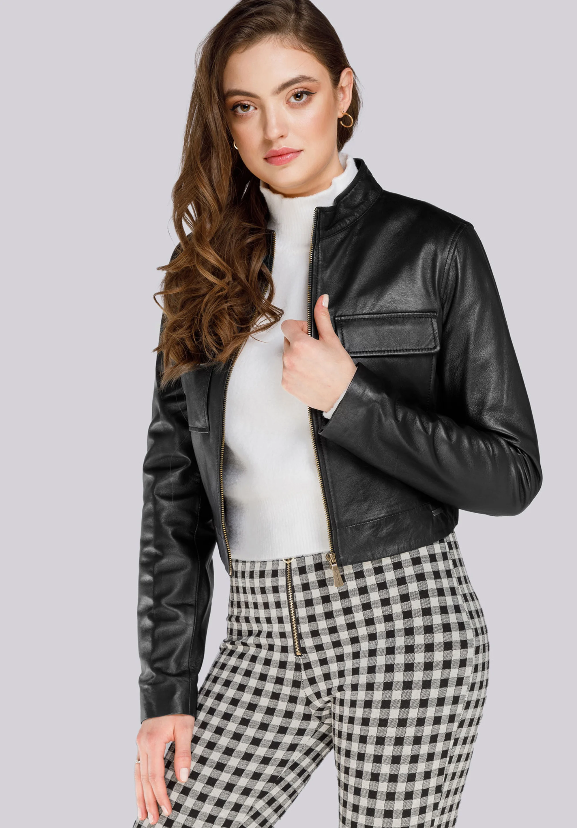 Damska kurtka skórzana krótka