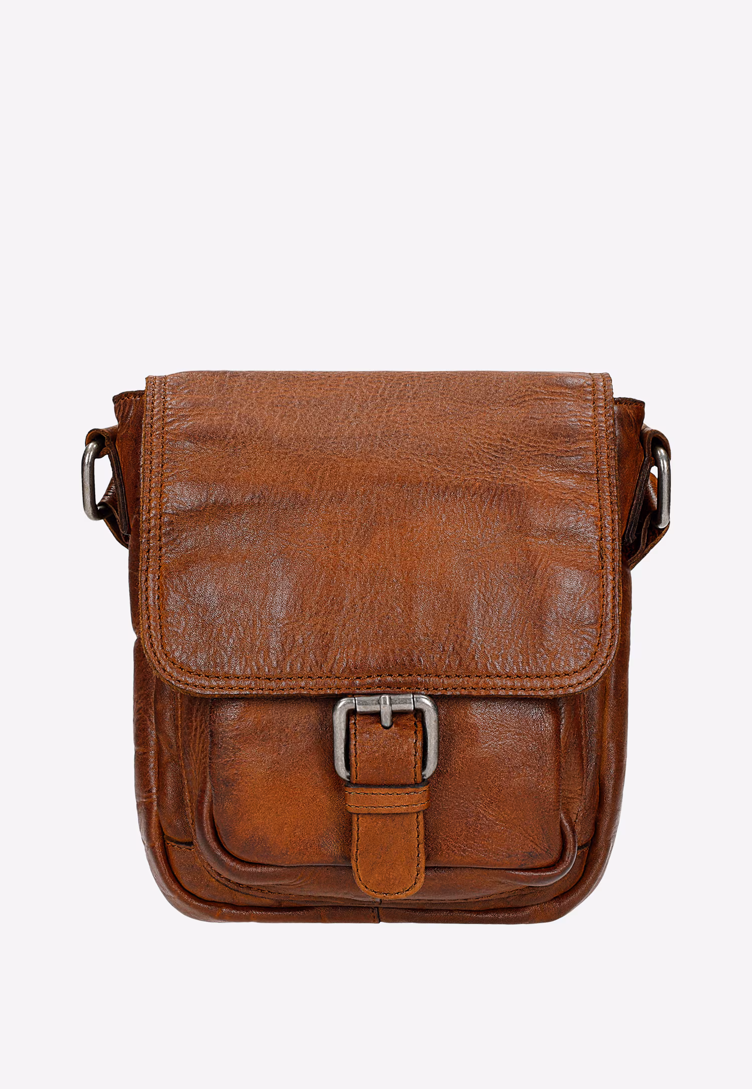 Jasnobrązowa torba męska na ramię ze skóry licowej