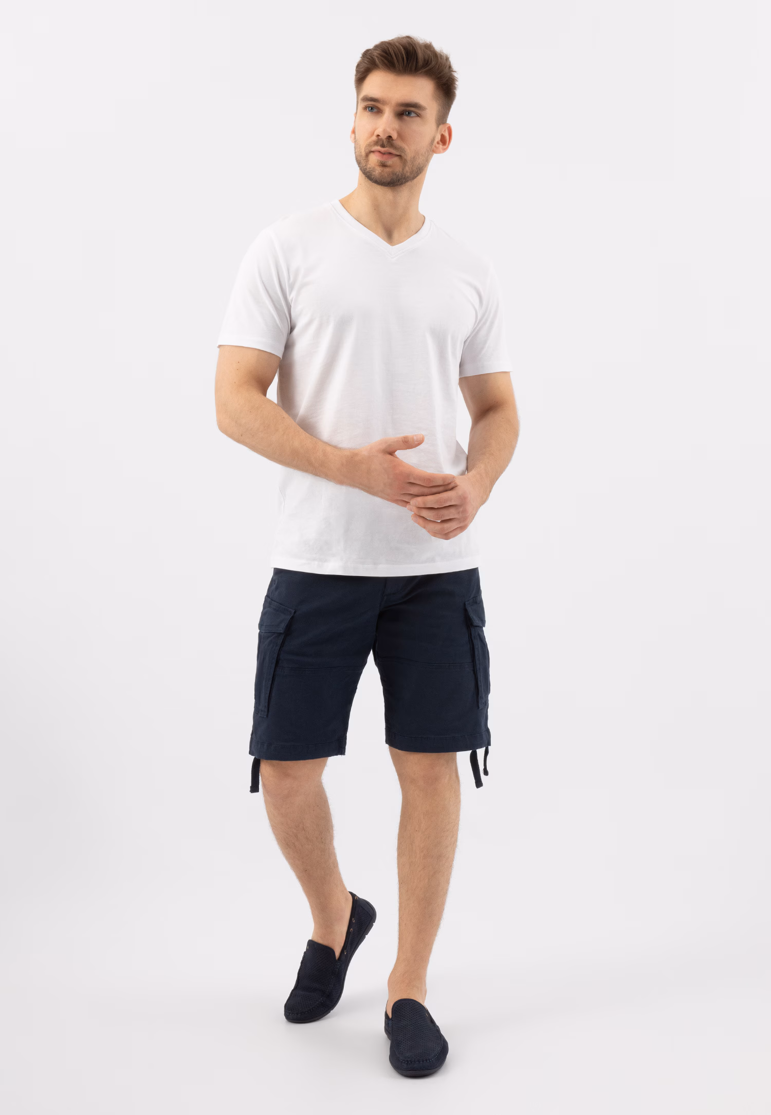 Brązowe ażurowe mokasyny męskie ze skóry licowej