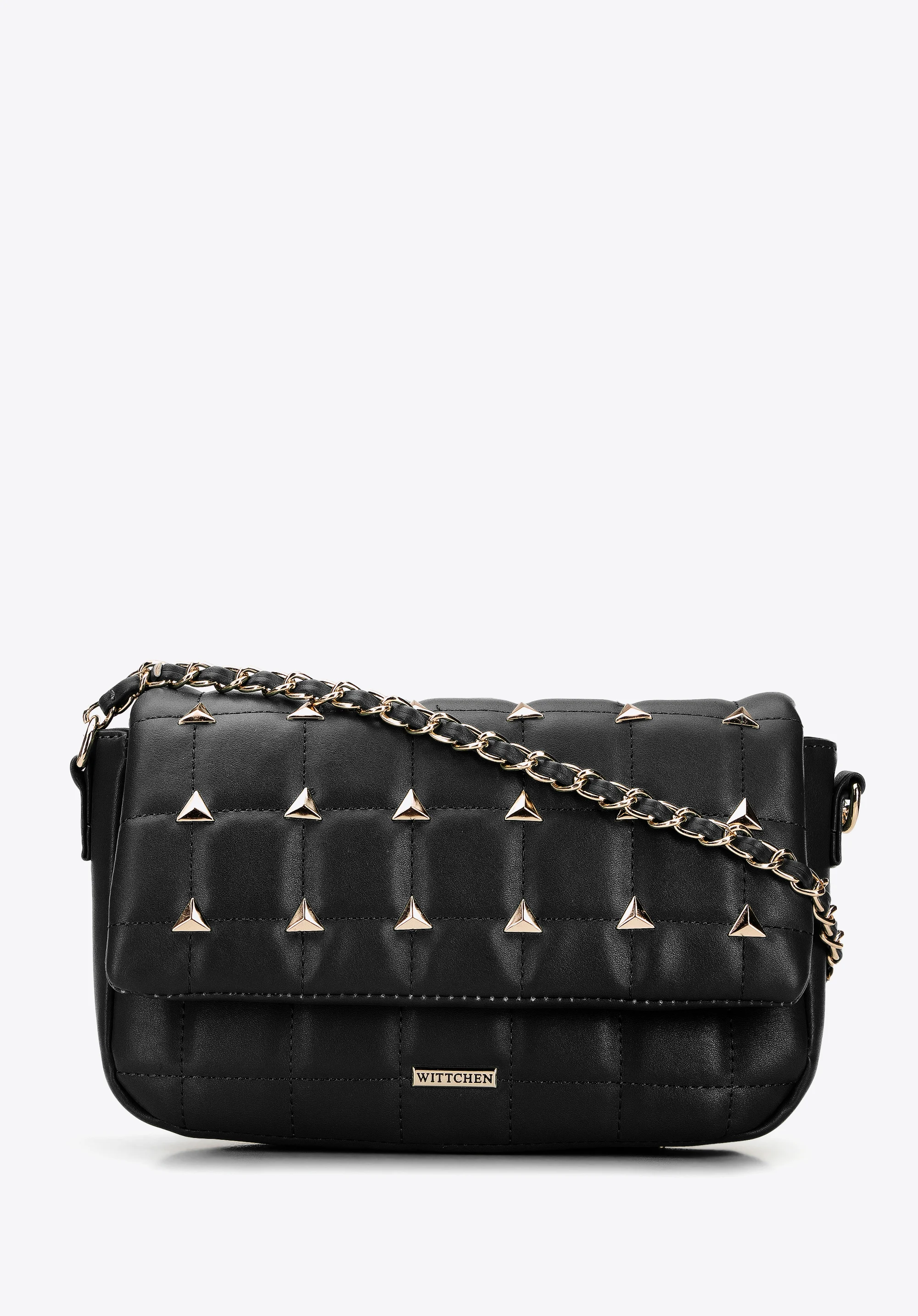 Damska listonoszka z pikowanej ekoskóry z nitami