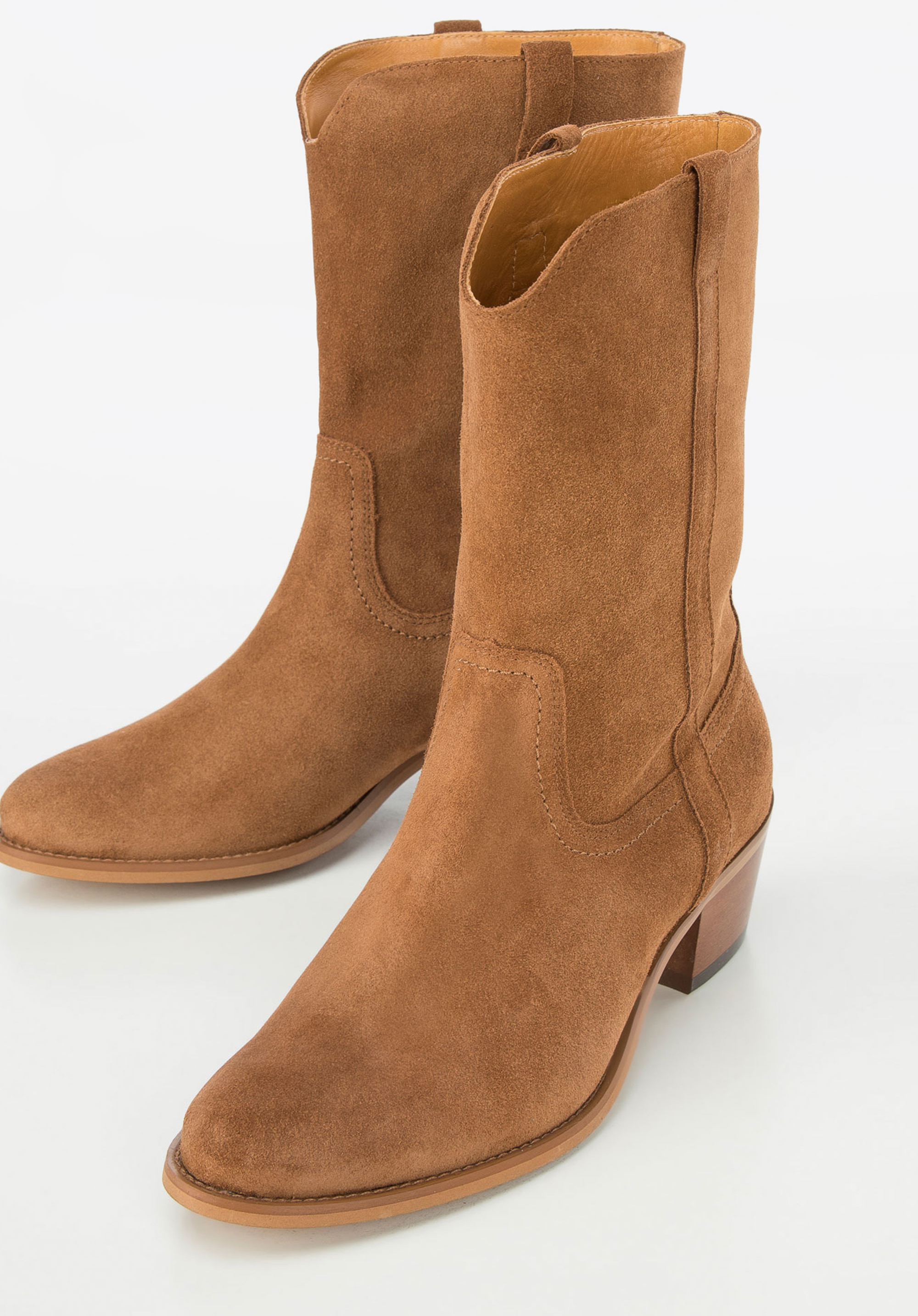 Kowbojki zamszowe na słupku proste