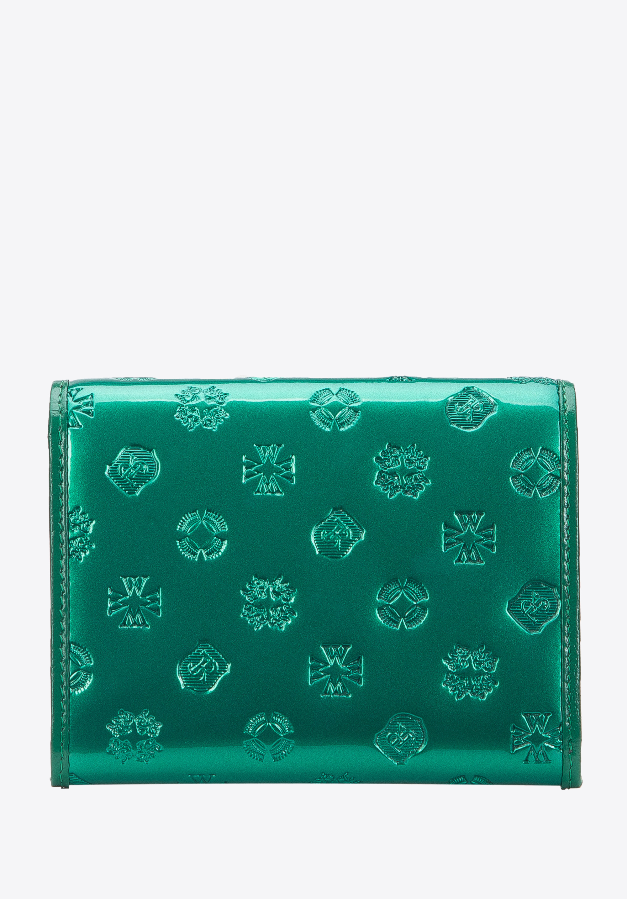 Damski portfel z lakierowanej skóry z monogramem mały