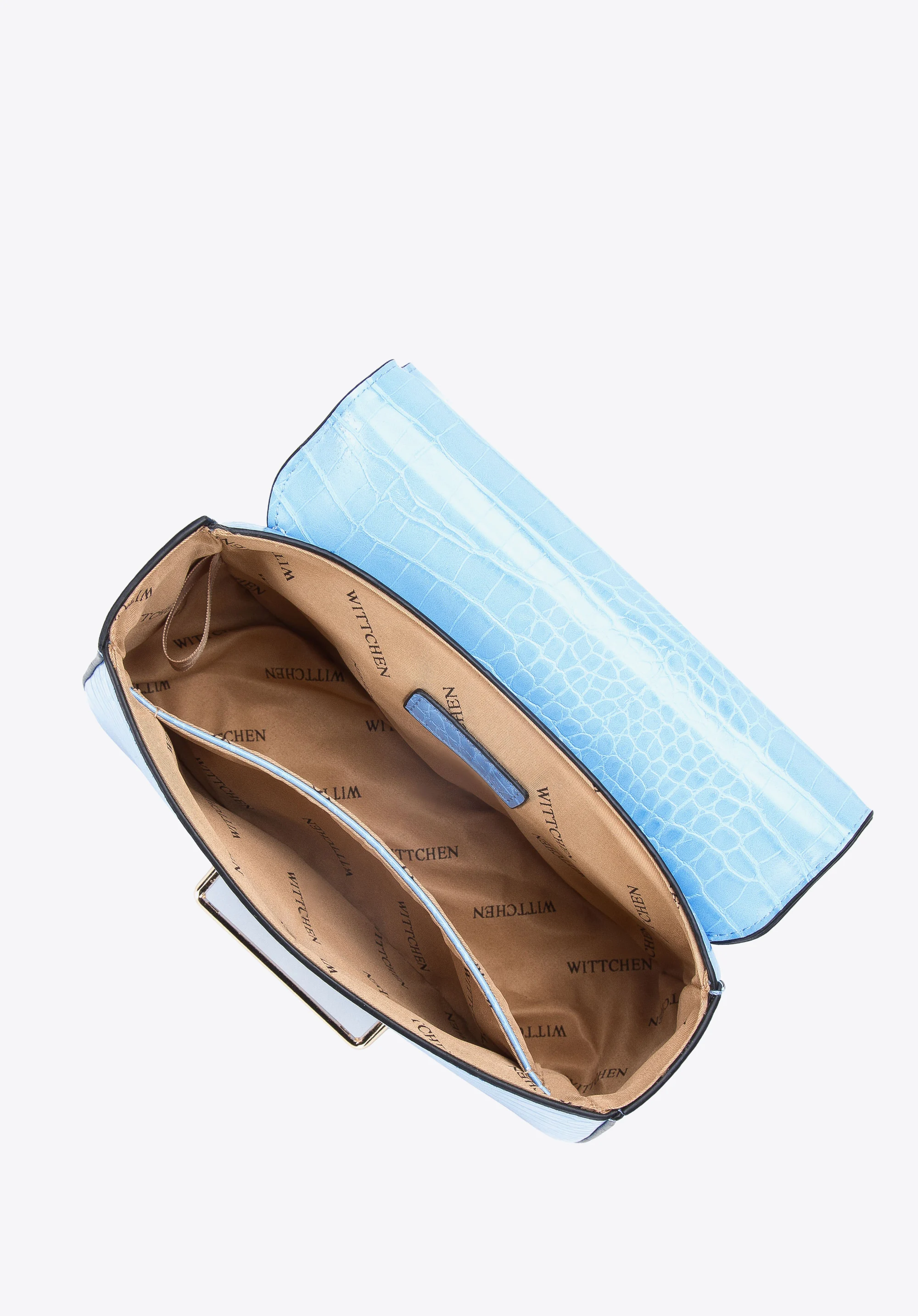 Damska listonoszka z ekoskóry croco na łańcuszku