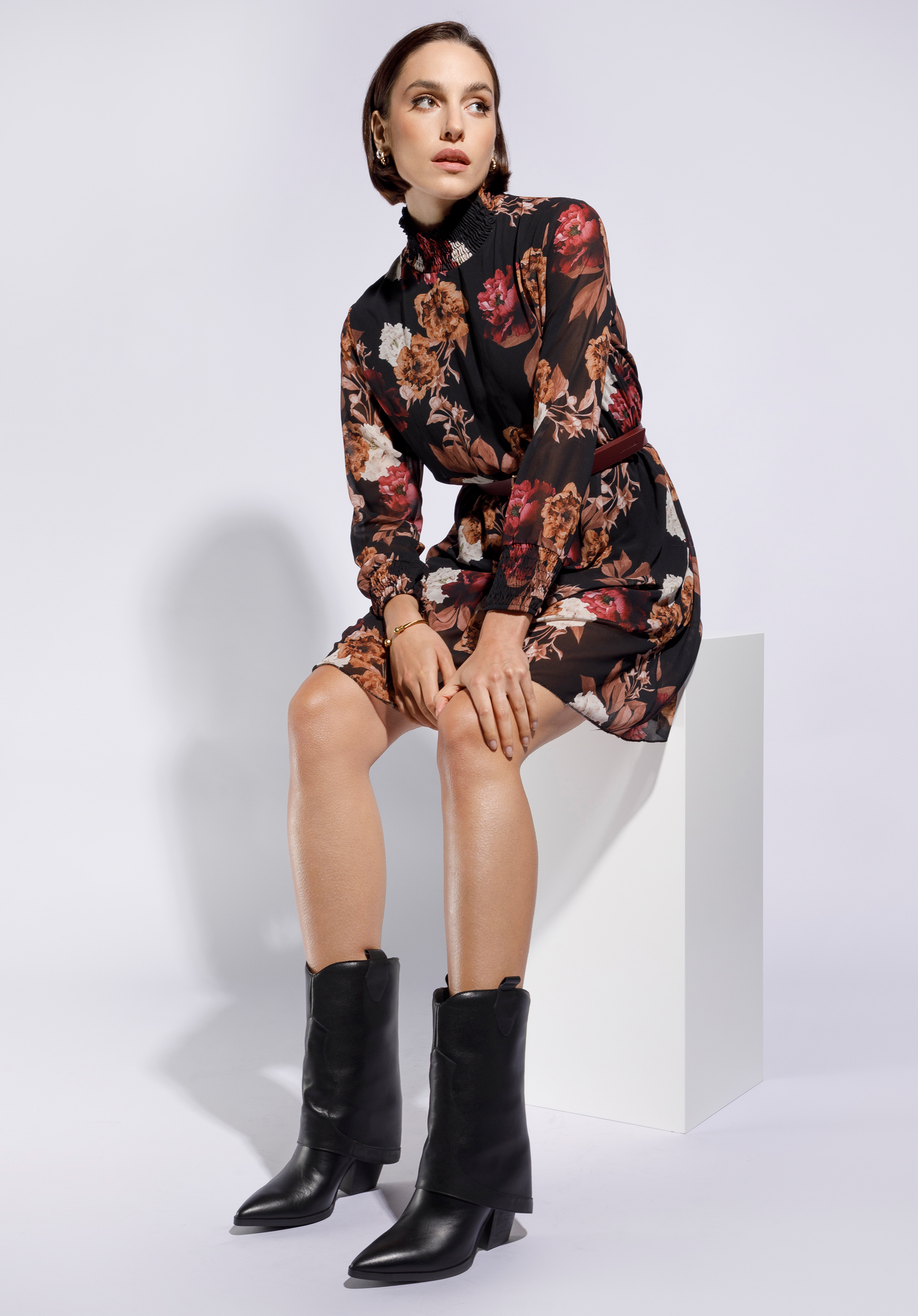 Damskie kowbojki skórzane z nakładką