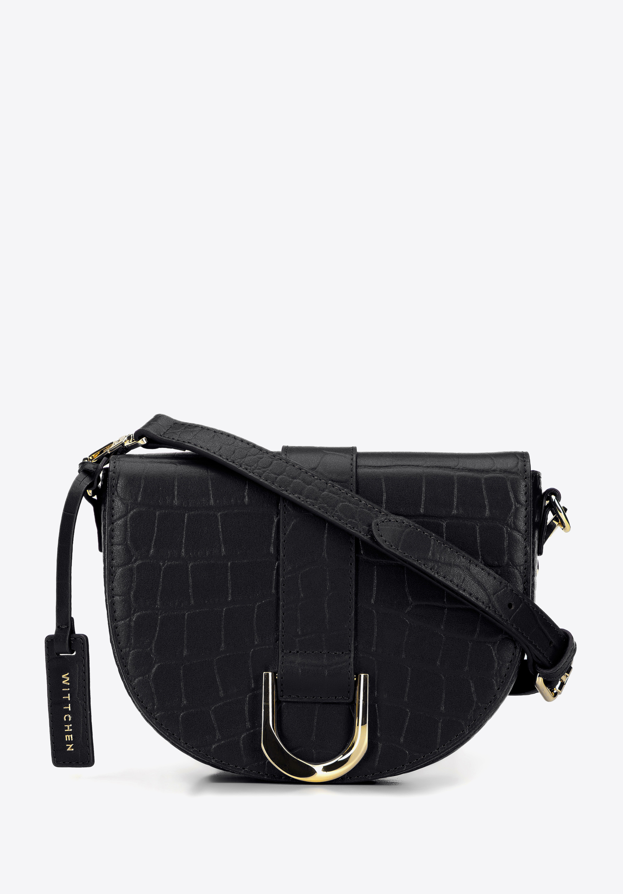 Damska listonoszka skórzana półokrągła z klamrą