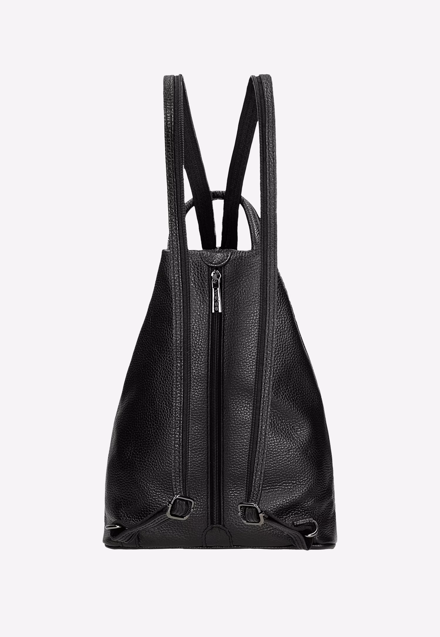 Beżowy trójkątny plecak miejski z suwakiem