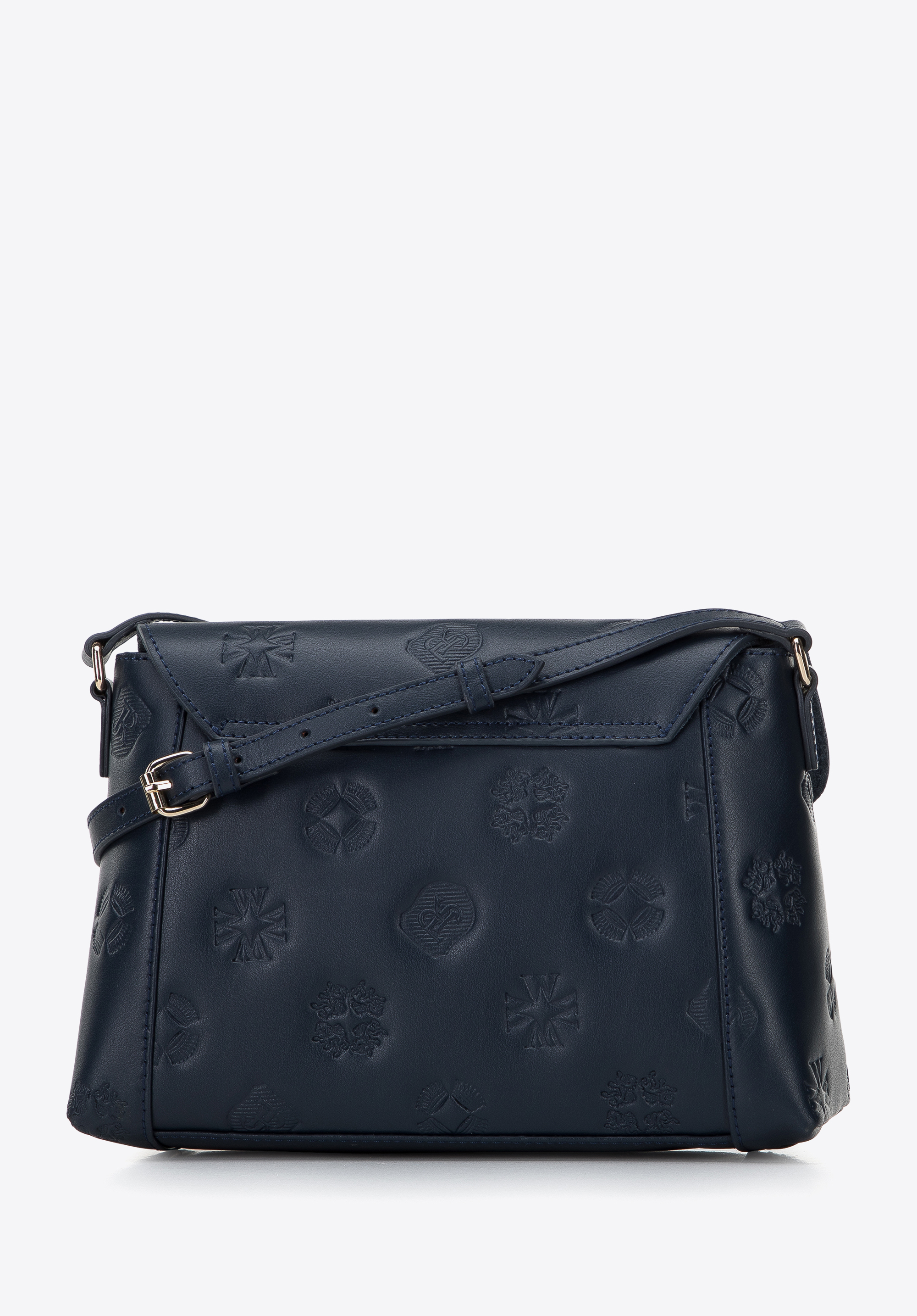 Damska listonoszka skórzana w monogram z pionowymi suwakami