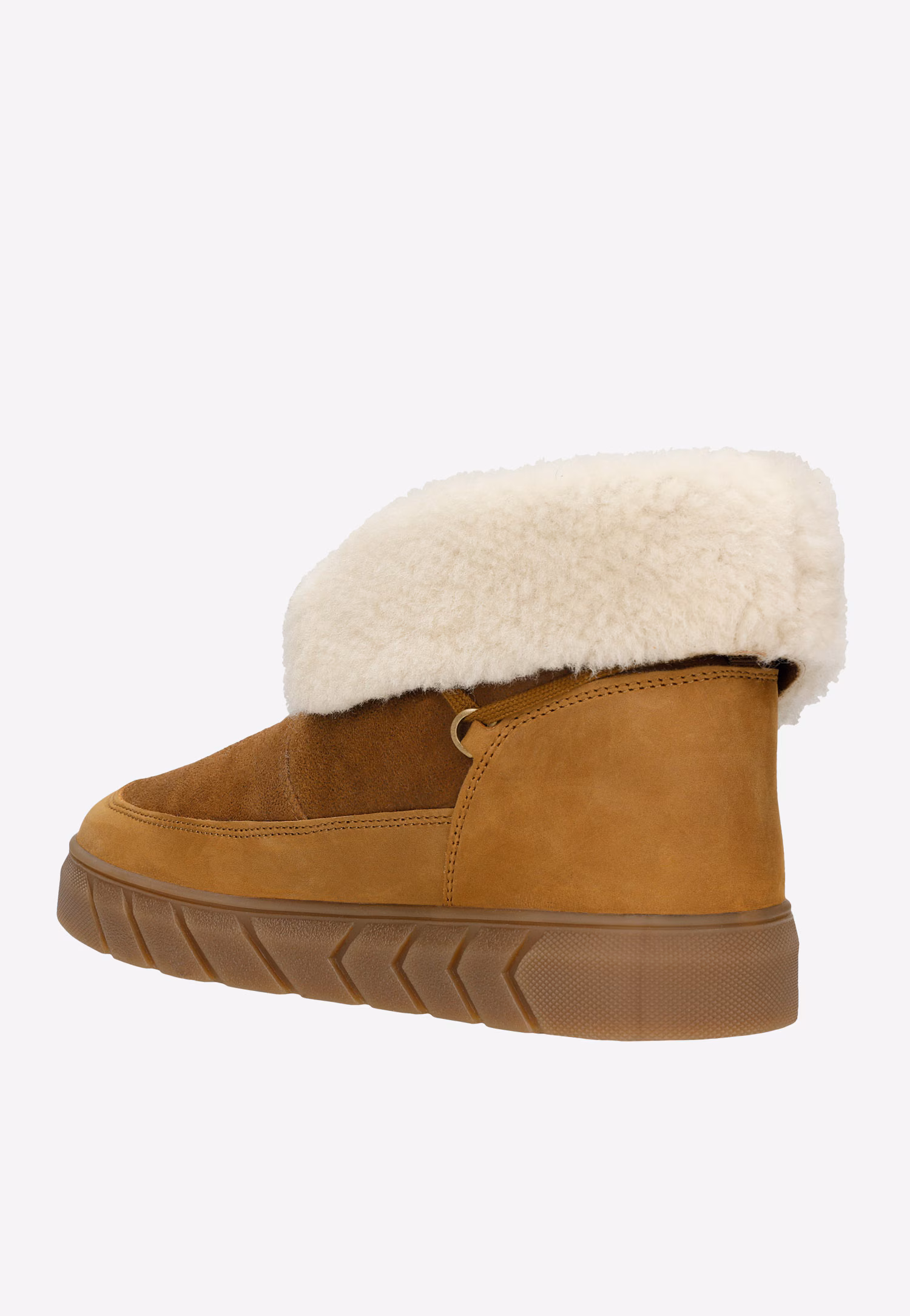 Czarne futerkowe śniegowce RELAKS z lakierowanymi elementami