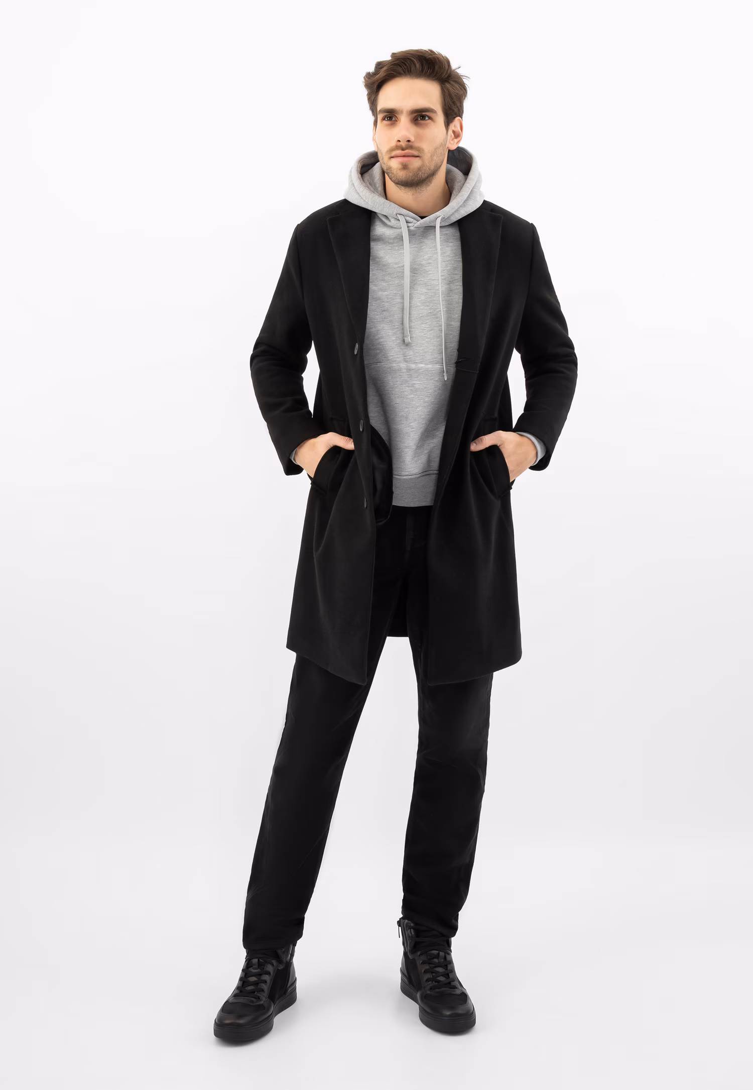 Białe skórzane trampki męskie za kostkę